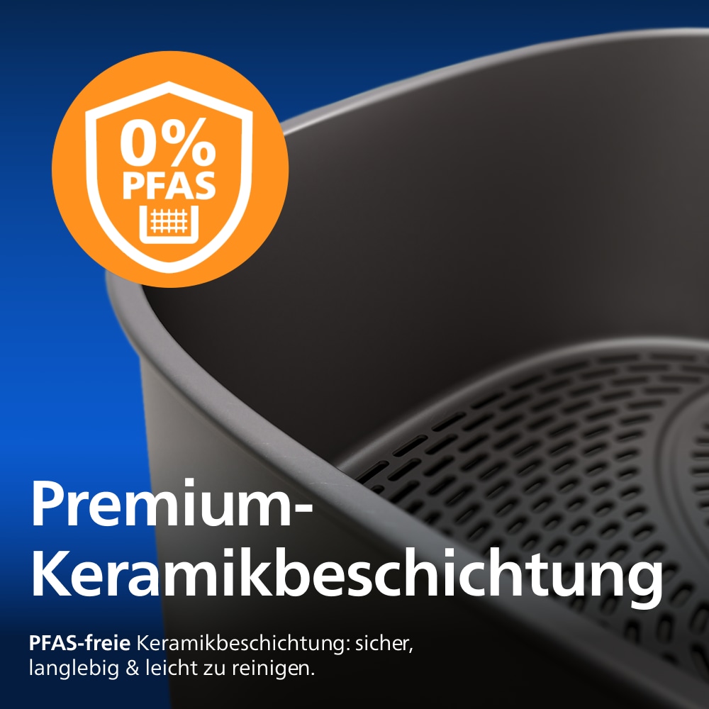 Philips Heißluftfritteuse »NA547/07 Steam Airfryer 5000 Series mit EasySlide, 7,2L Kapazität« 2000 W mit Dampfgarfunktion u. RapidAir Plus Technologie; Schwarz/Gold