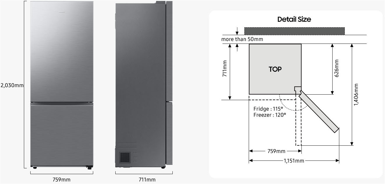 Samsung Kühl-/Gefrierkombination »RB53DG706AB1«, extra weit 75cm, NoFrost