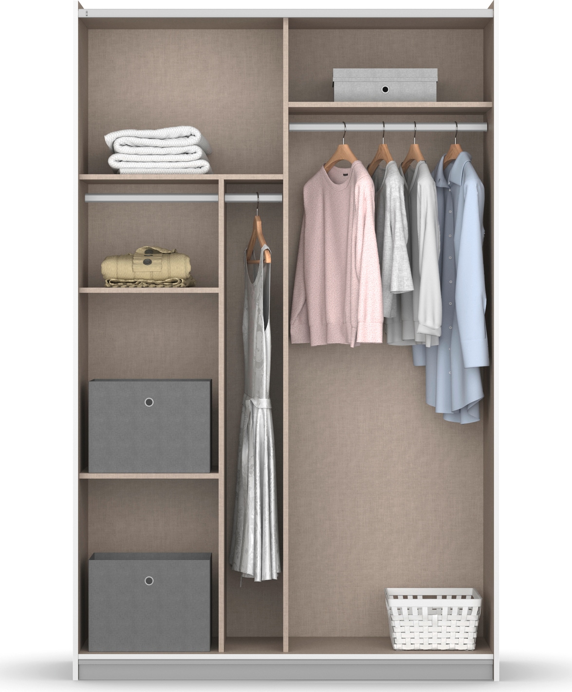 rauch Schwebetürenschrank »Kleiderschrank Schrank Garderobe REFLECT«, inkl. praktischer Innenausstattung mit 2 Stoffboxen MADE IN GERMANY