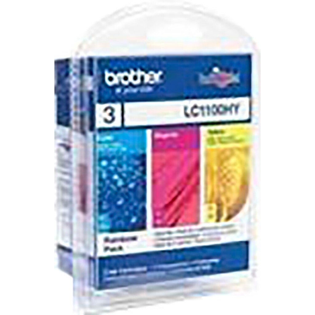 Brother Tintenpatrone »LC-1100 Rainbow Pack«, (Packung, 3 St.)