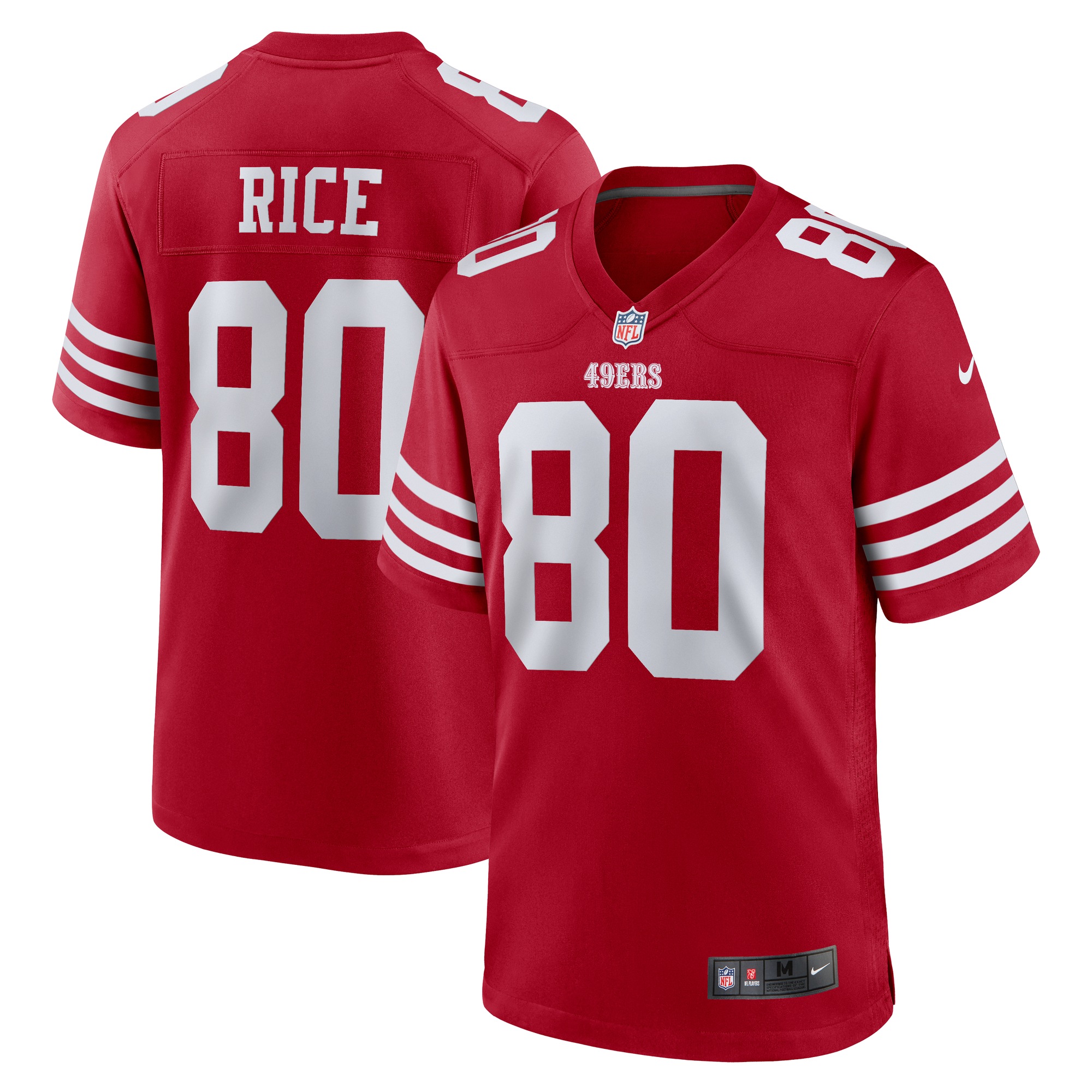 NIKE Kinder Footballtrikot "Nike Trikot San Francisco 49ers NFL Home Game Jersey Rice 80", rot, Gr. S, 100% Polyester, Trikots