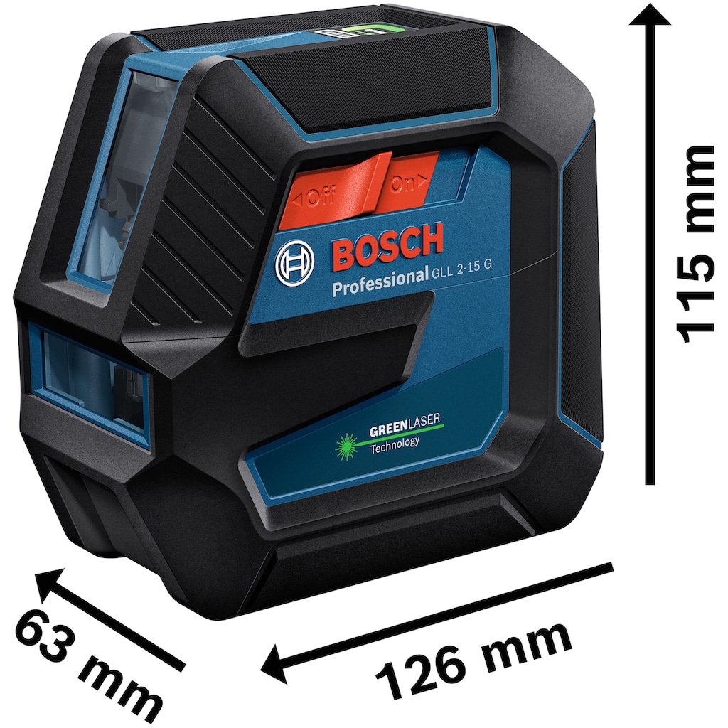 Bosch Professional Linienlaser »GLL 2-15 G Professional Handwerkerkoffer-Set«, (Set)