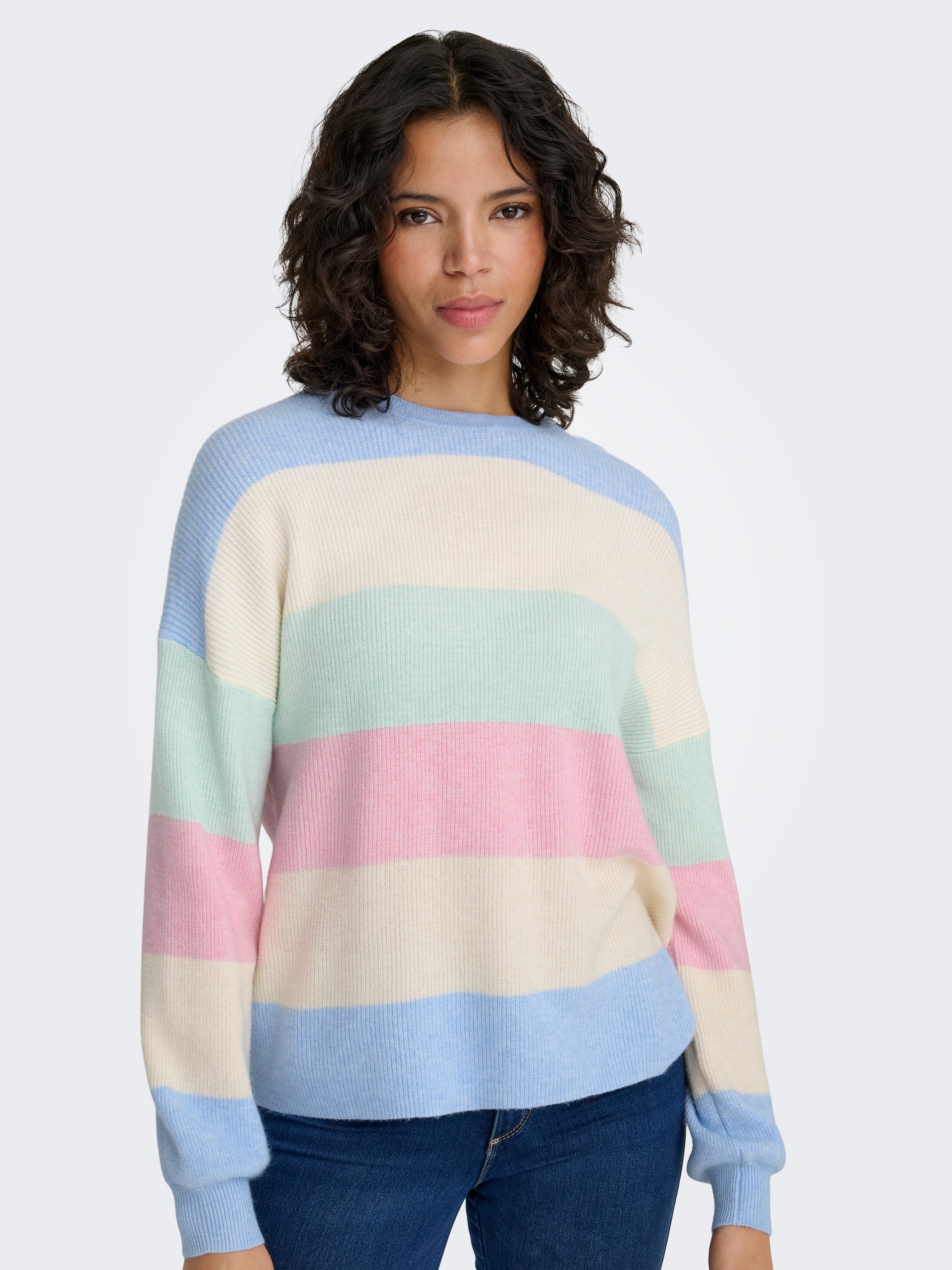 Thumbnail - ONLY Strickpullover "ONLATIA L/S STRIPE PULLOVER KNT NOOS" mit Colorblock Design