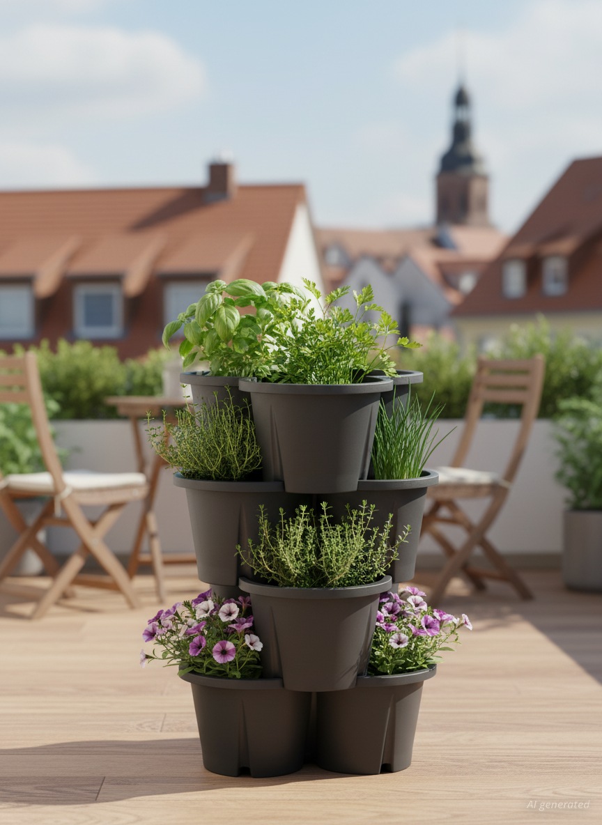 KHW Pflanzkübel »Pflanzturm Demeter« Vertikales Gärtnern auf kleinstem Raum, verschiedene Farben