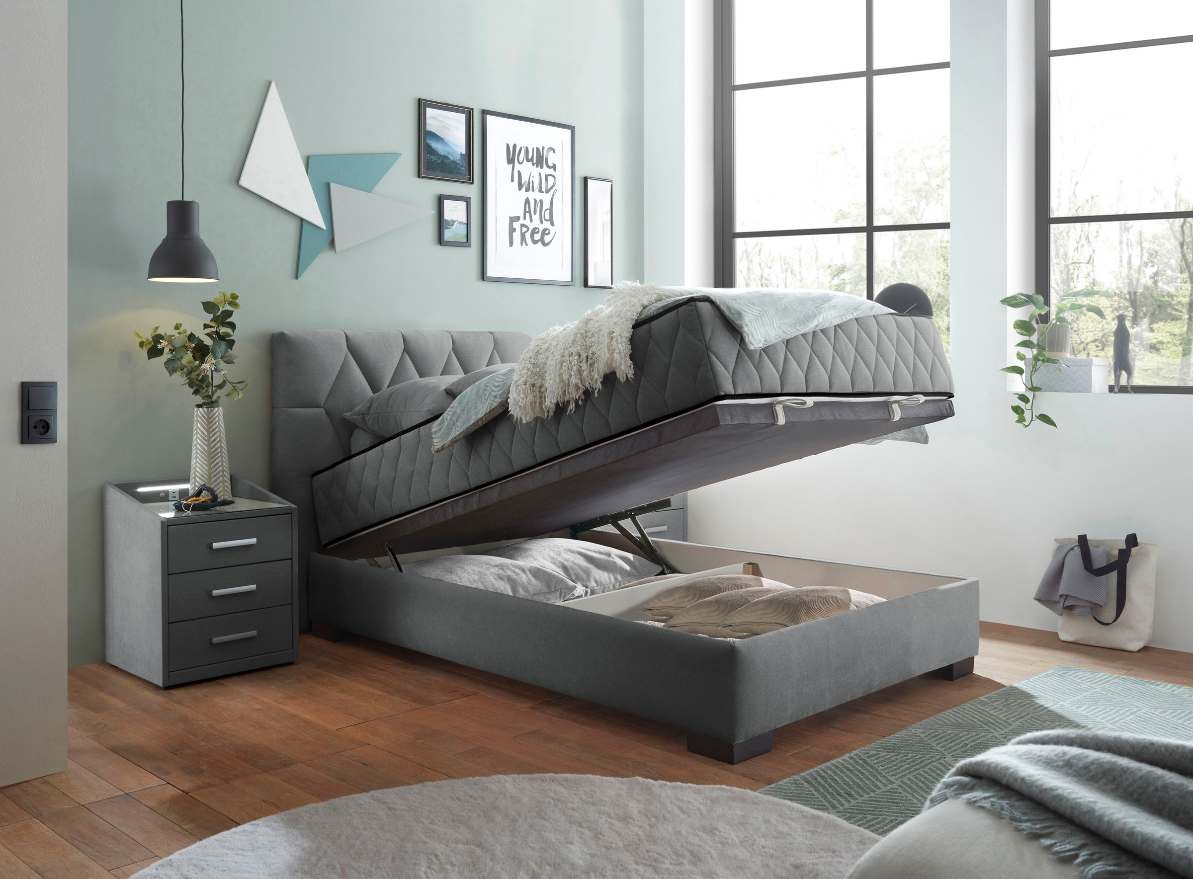 ED EXCITING DESIGN Boxbett »Nagol« mit Bettkasten, mit Wendematratze, erhältlich in verschiedenen Breiten