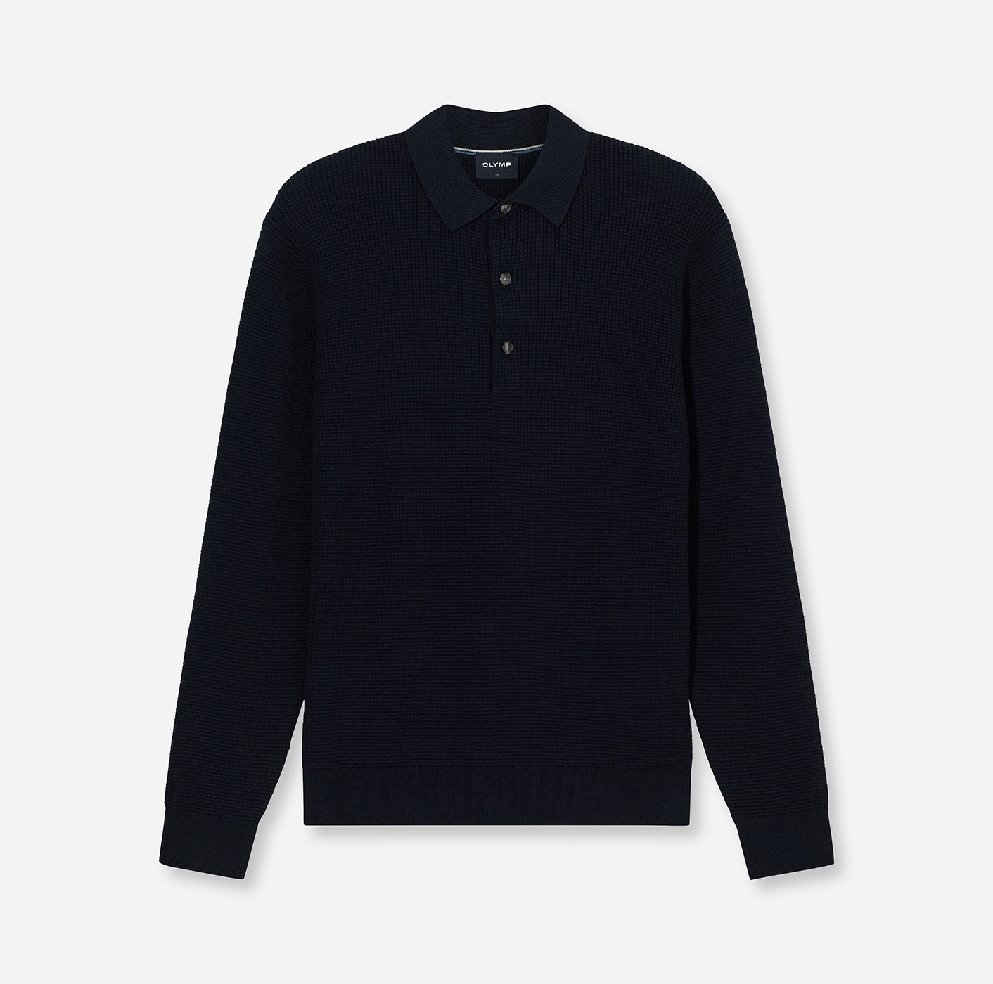 OLYMP Polokragenpullover »Waffle Structure Pullover« strukturiert, unifarben, regular fit, Strick