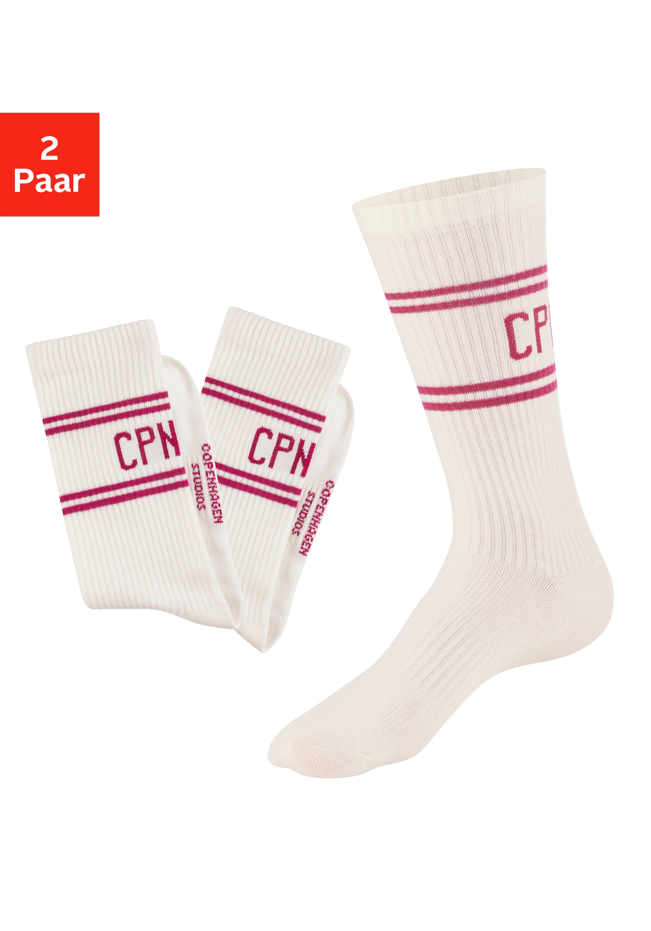 Copenhagen Studios Langsocken Packung, 2 Paar tlg. mit Pikeé-Struktur unter der Sohle