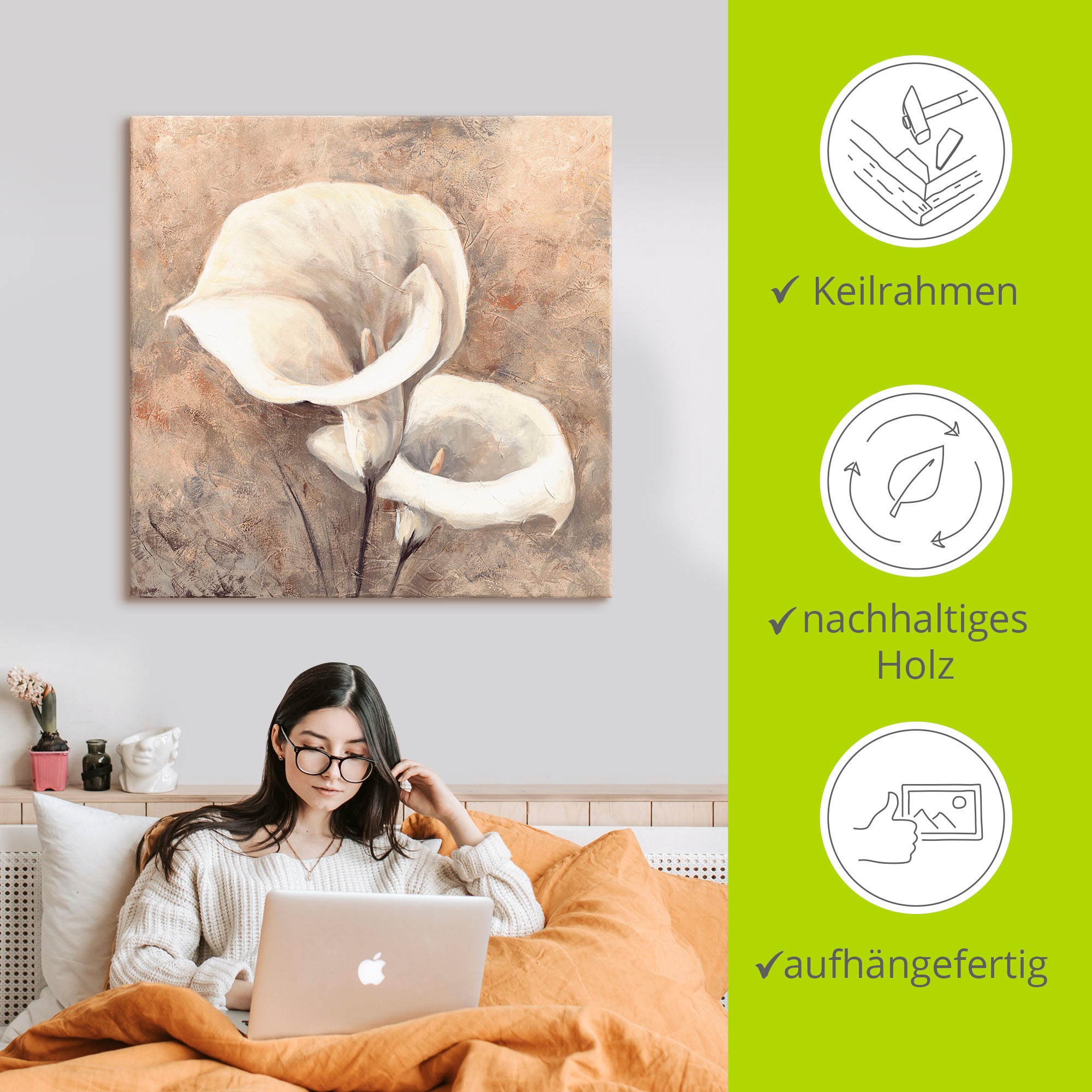 Artland Wandbild »Klassische Callas«, Blumen, (1 St.), als Leinwandbild, Wandaufkleber in verschied. Größen