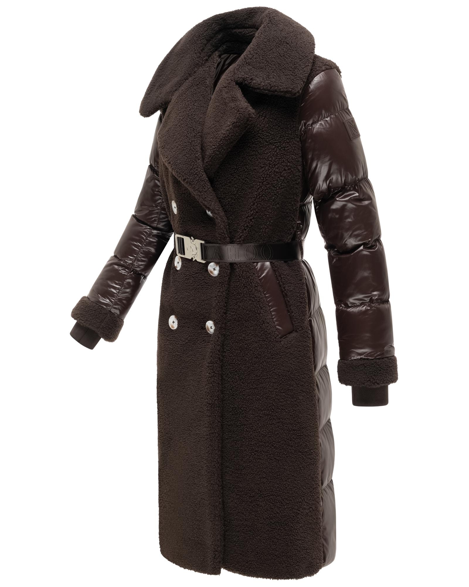 Navahoo Wintermantel »Kuscheltraum 14« Modischer Damen Plüschmantel aus angesagtem Materialmix