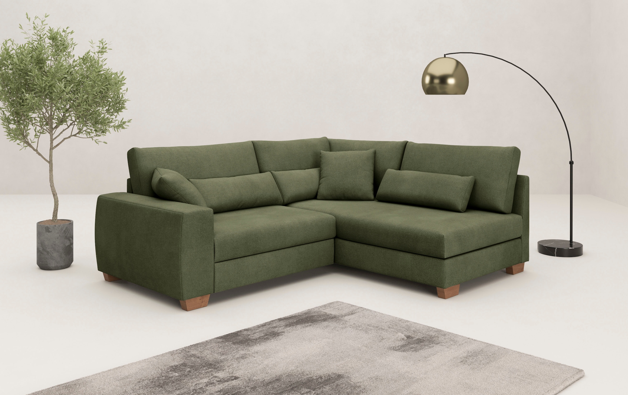Mr. Couch Ecksofa »Helena L-Form, bis 140 kg belastbar«, mit Taschenfederkern, wahlweise mit Bettfunktion