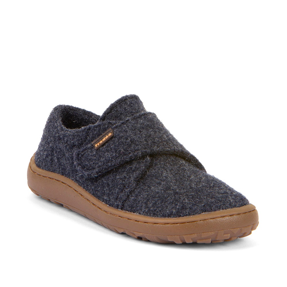 FRODDO Mädchen Hausschuh "BAREFOOT WOOLY", Gr. 26, blau, Wolle, Basic, Schuhe, Klettschuh, Kindergartenschuh mit Wollfutter