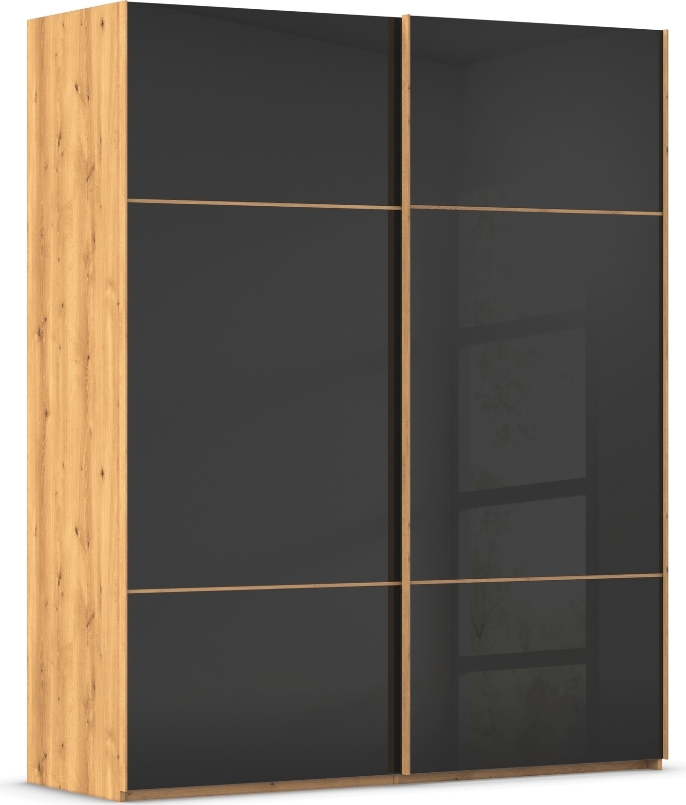 rauch "Kleiderschrank Schrank Garderobe Schlafzimmerschrank SCALE-TRIO" edle dreigeteilte Front mit 2 Zierleisten Glasfront MADE IN GERMANY
