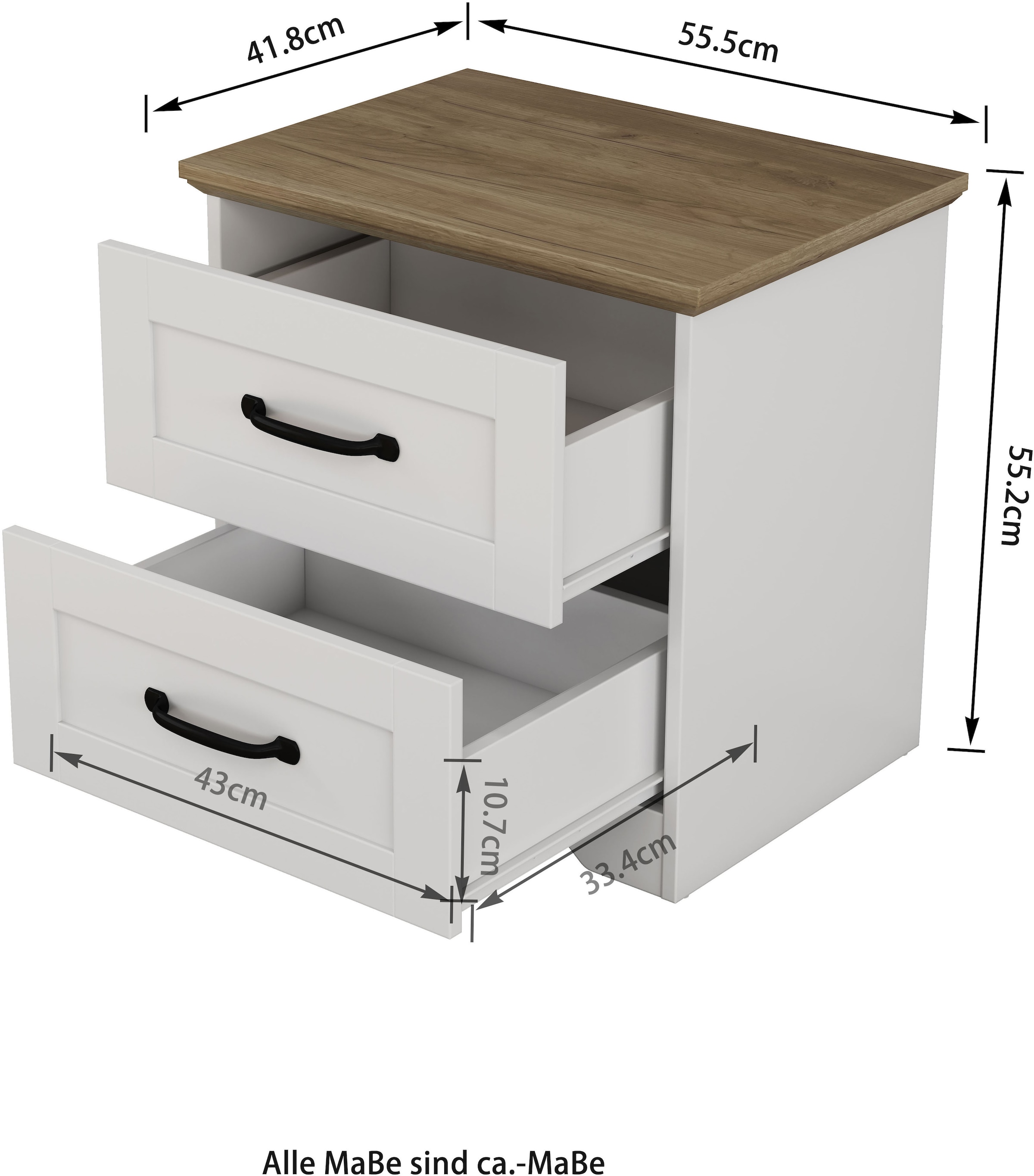OTTO home Nachtkommode »Emmilia Nachttisch Set im Landhaus Design« Schlafzimmer Kommoden Nachschrank im 2er Set, 2 Stk. tlg. 2 Schubladen je Nachttisch - viel Stauraum im Schlafzimmer
