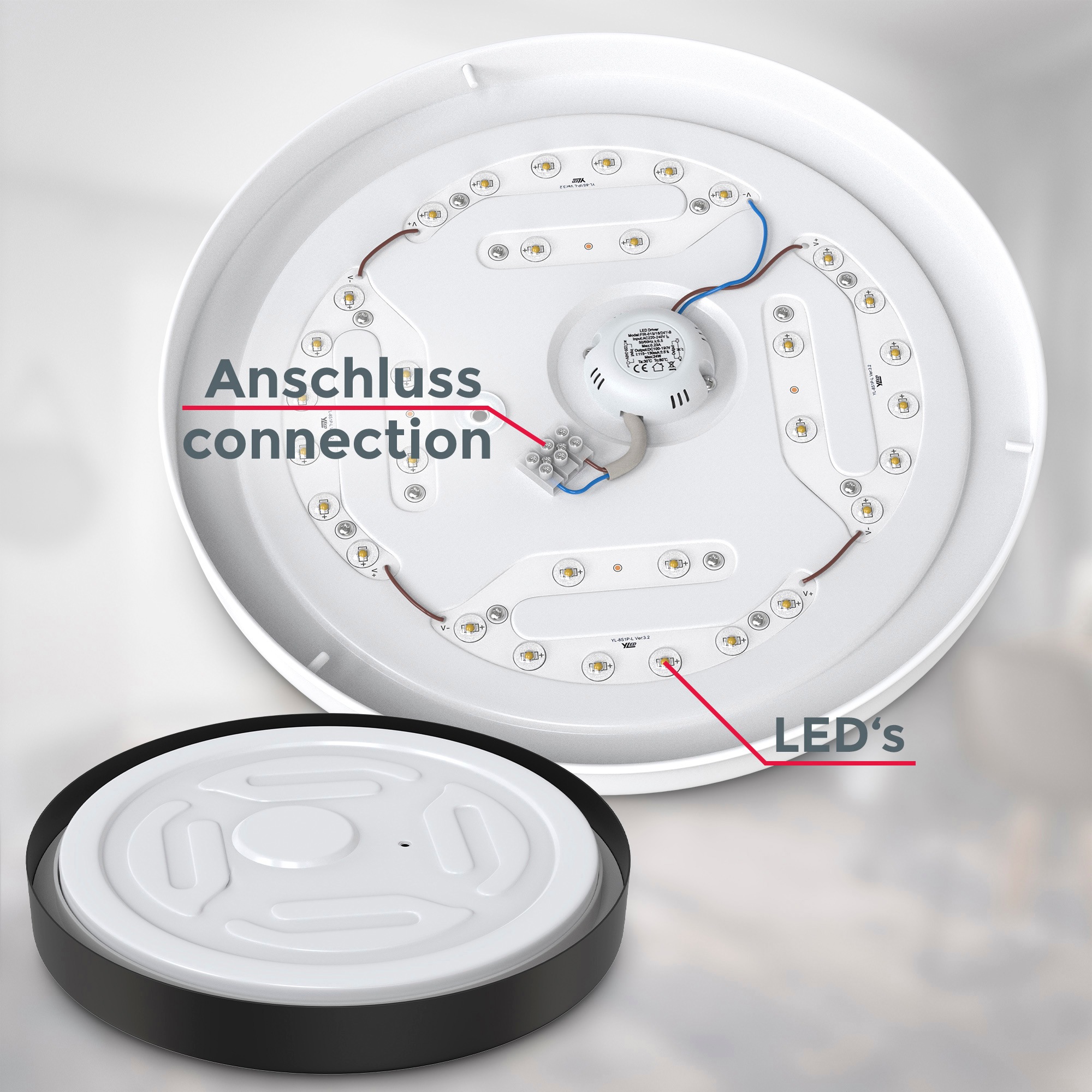 B.K.Licht LED Deckenleuchte  inkl. 24 Watt LED Modul fest integriert, 4.000K, 3.000lm, Ø 38,00 cm
