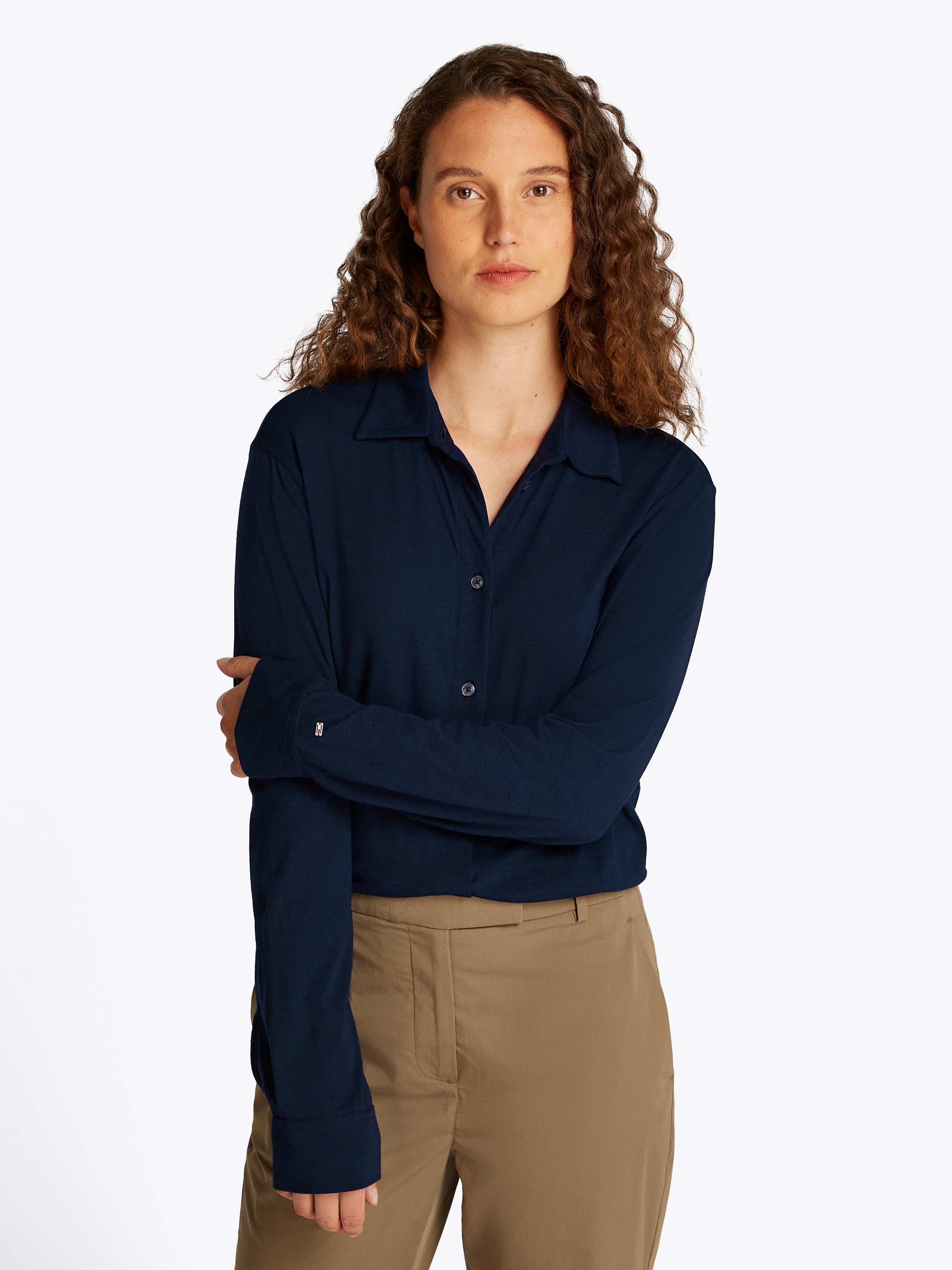 Tommy Hilfiger Klassische Bluse "CASUAL BTN DOWN SHIRT LS", mit Metalllabel günstig online kaufen