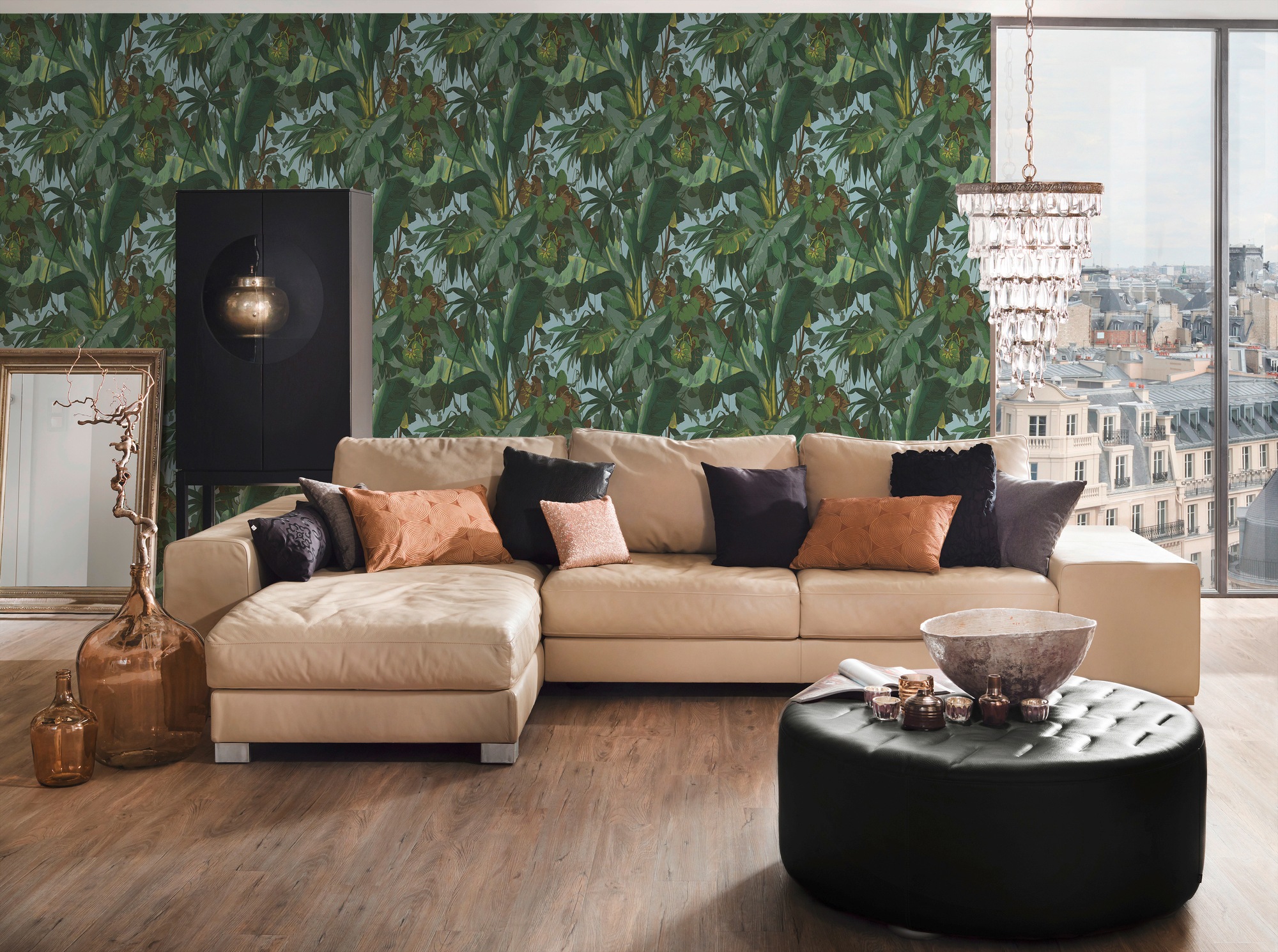 A.S. Création Schaumtapete »Il Decoro in Dschungel Optik«, floral-botanisch-Wald, Palmentapete Tapete Dschungel Tapeten Wohnzimmer Flur Design Optik