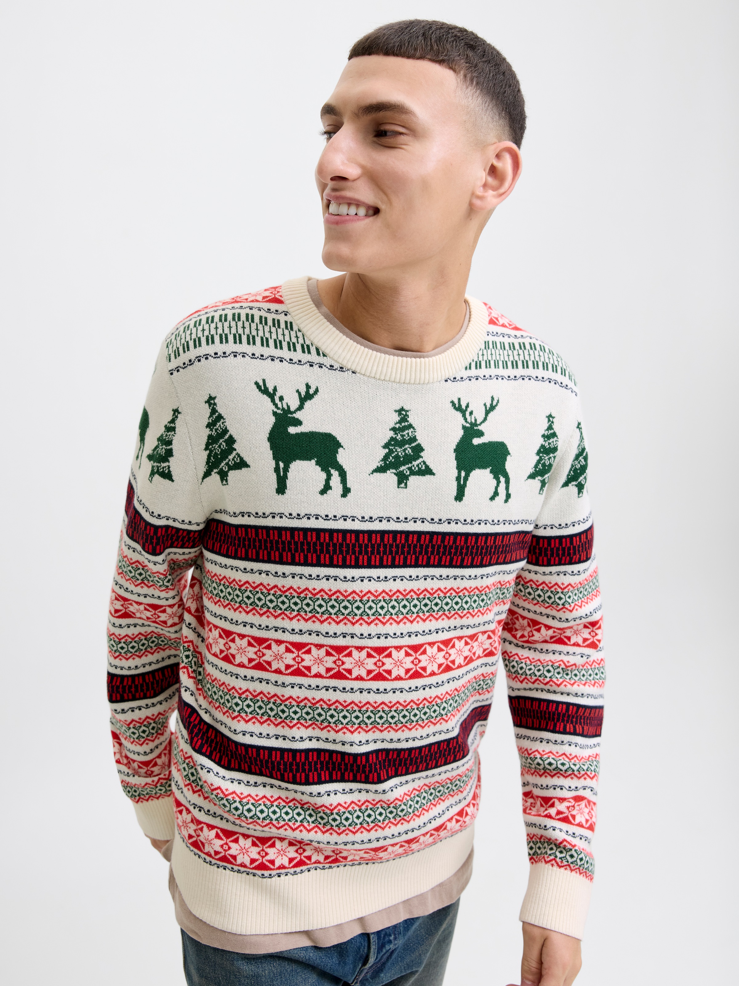Jack & Jones Strickpullover "JJXMAS NOEL KNIT CREW NECK" günstig online kaufen