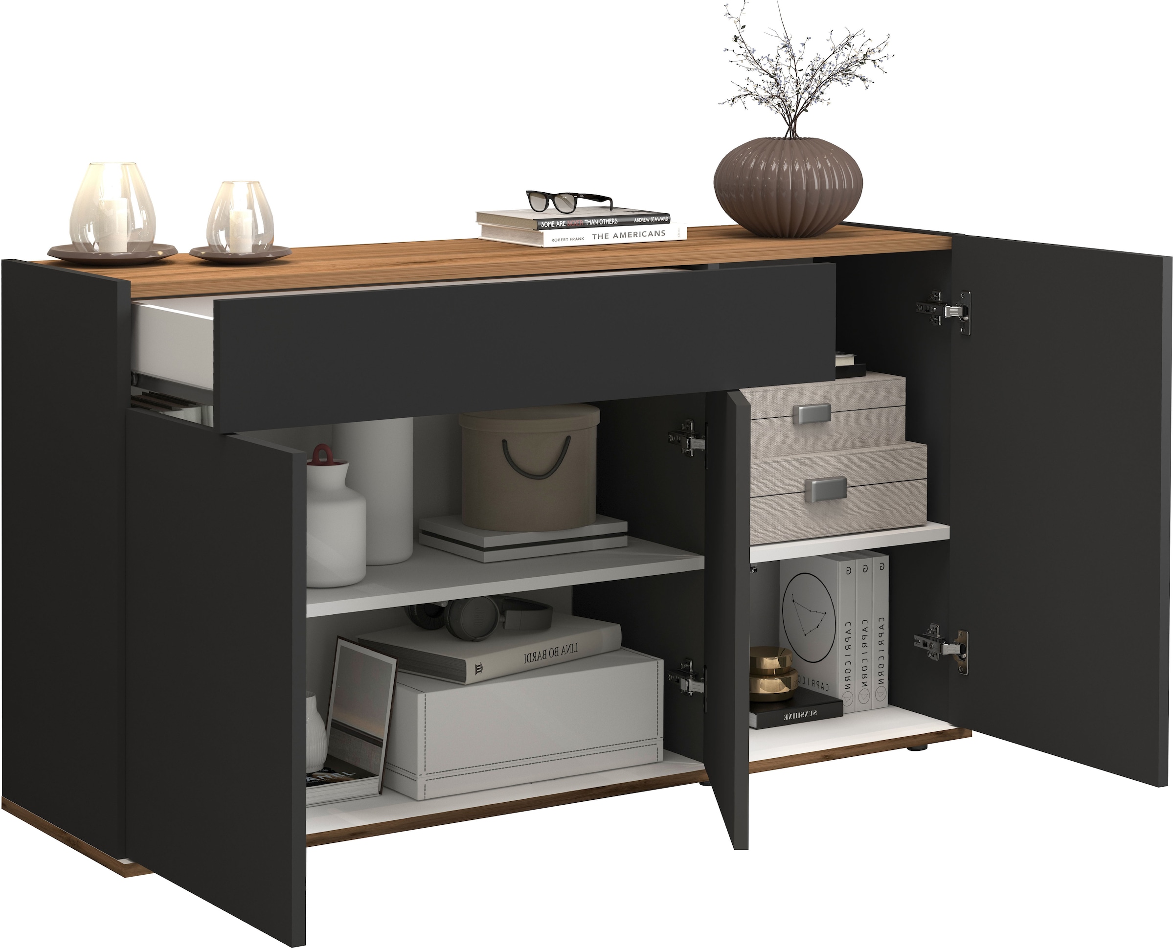 INOSIGN Sideboard »Garda, Kommode, Schrank, Kredenz«, 3 Türen, 1 Schublade, grifflos Breite 120,1 cm