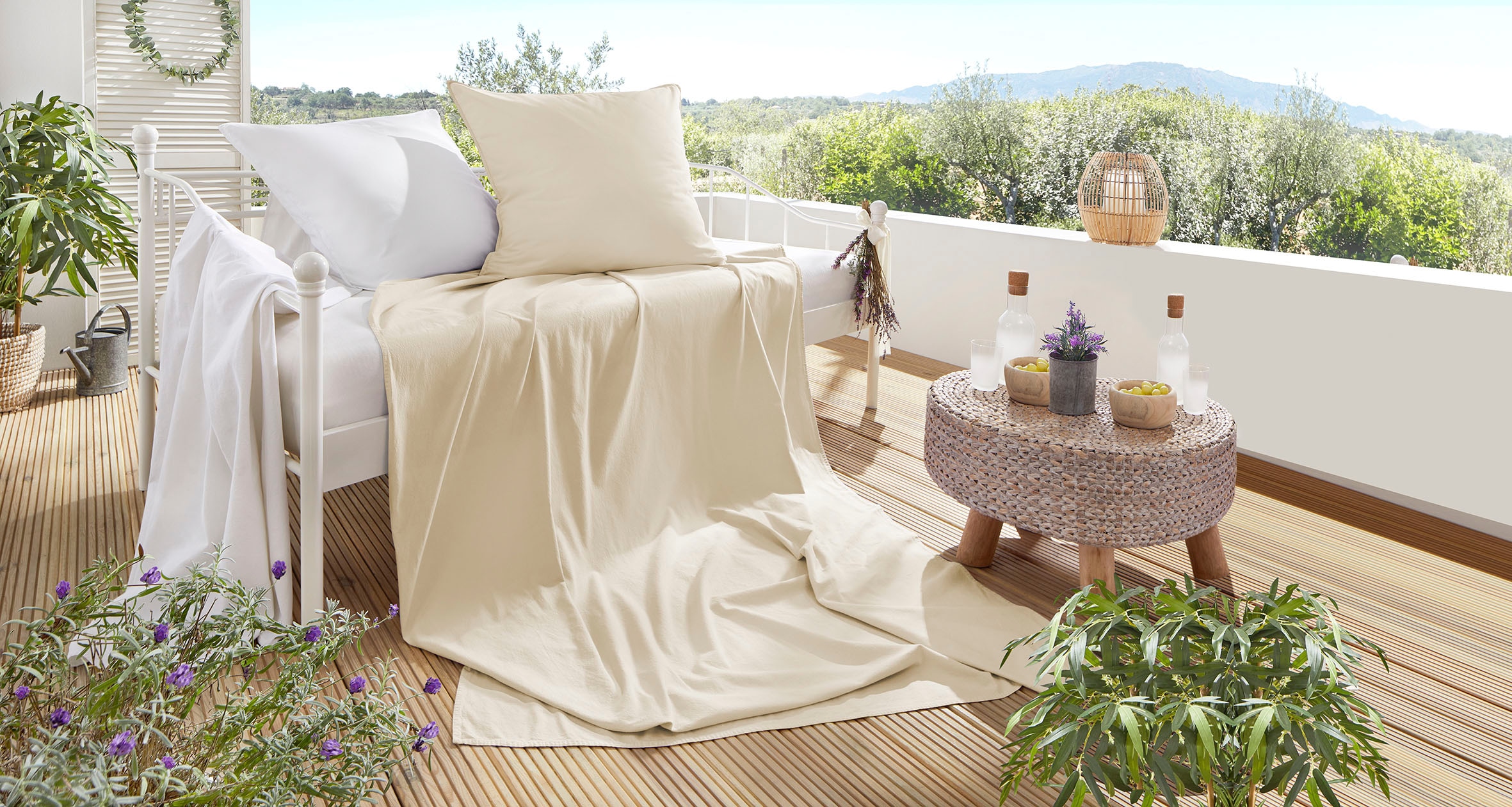 Primera Bettwäsche "Summer-Set Stone-Washed, Kissenbezug + Tuch" 2 Stk. tlg günstig online kaufen