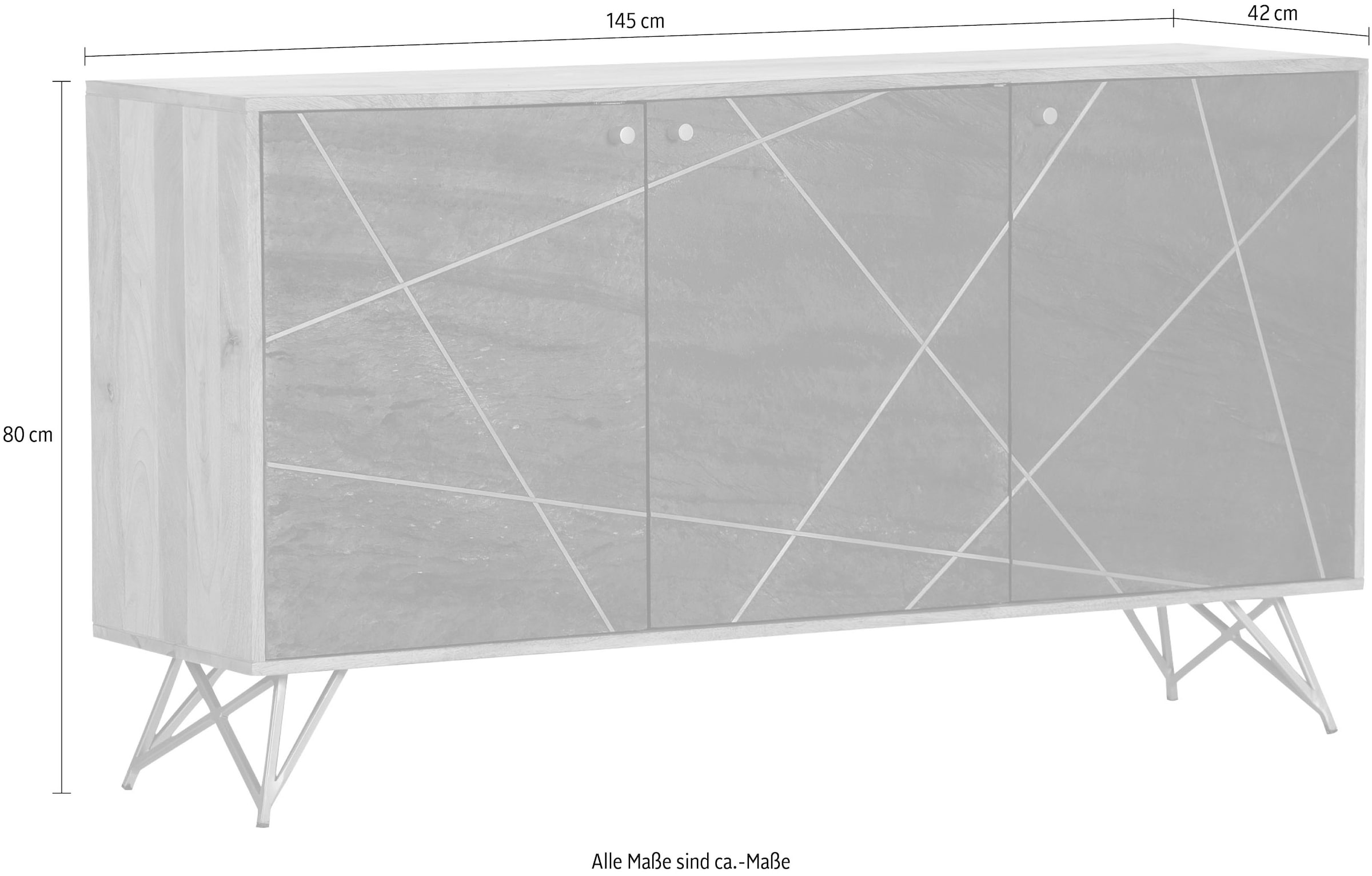 Gutmann Factory Sideboard »Lennon«, mit Echtsteinfurnier und Messingapplikationen