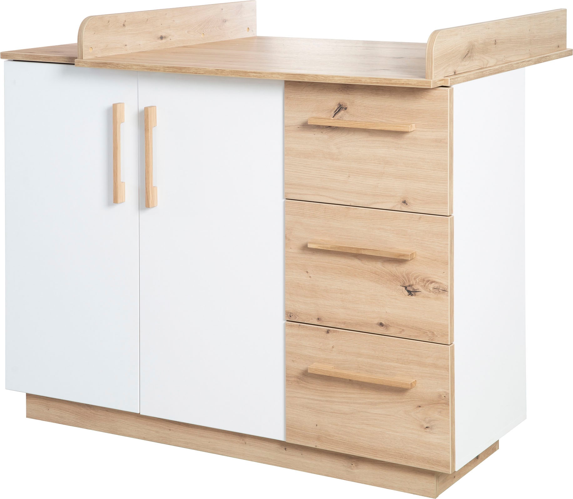 roba® Babyzimmer-Komplettset »Lion«, (Set, Babybett 70x140 cm, Wickelkommode & Kleiderschrank 3-türig), moderne & zweifarbig - Gitterbett: umbaubar, höhenverstellbar