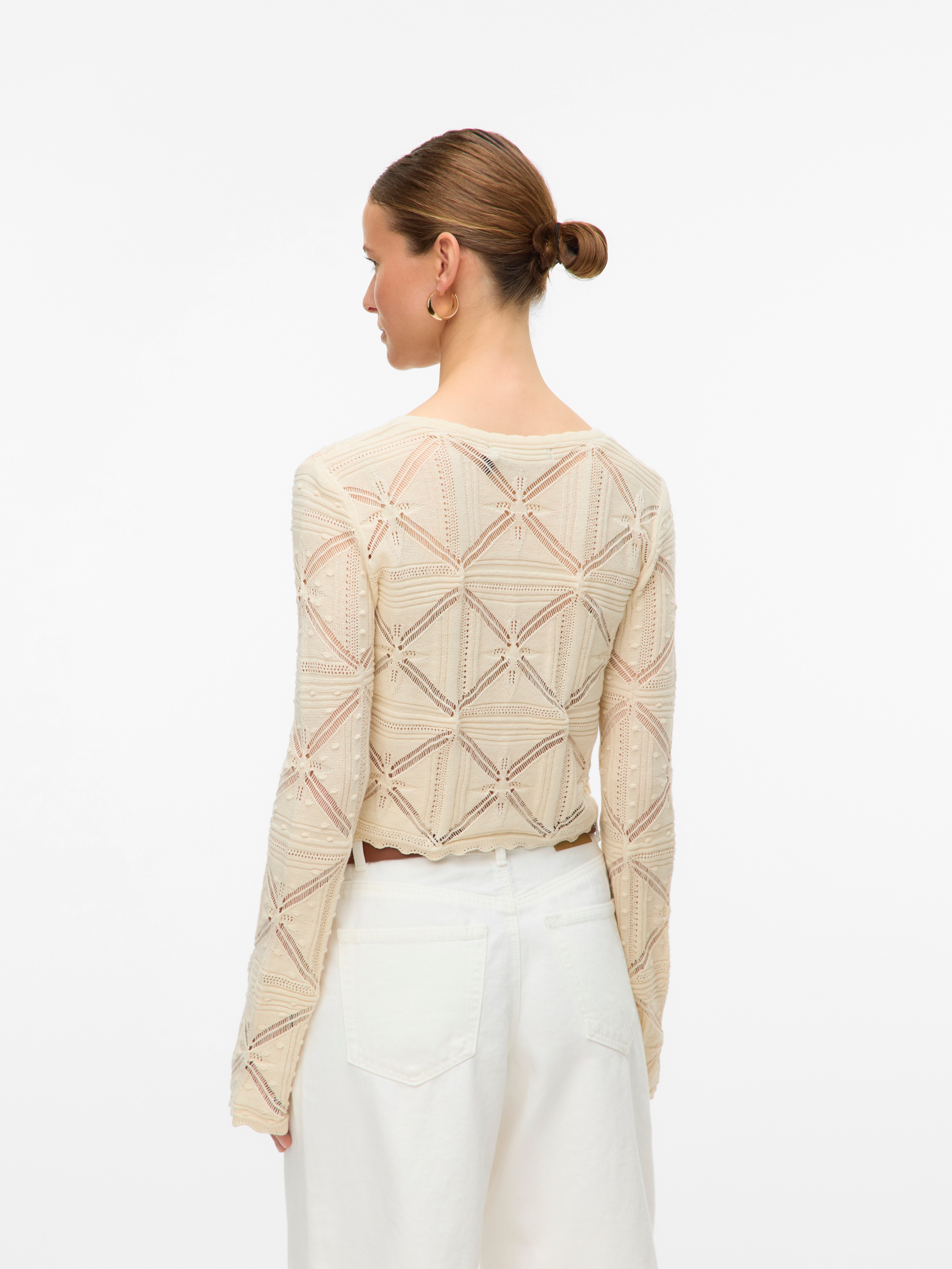Cardigan Vero Moda VMLOLA LS V-NECK à Nœud Birch M 3