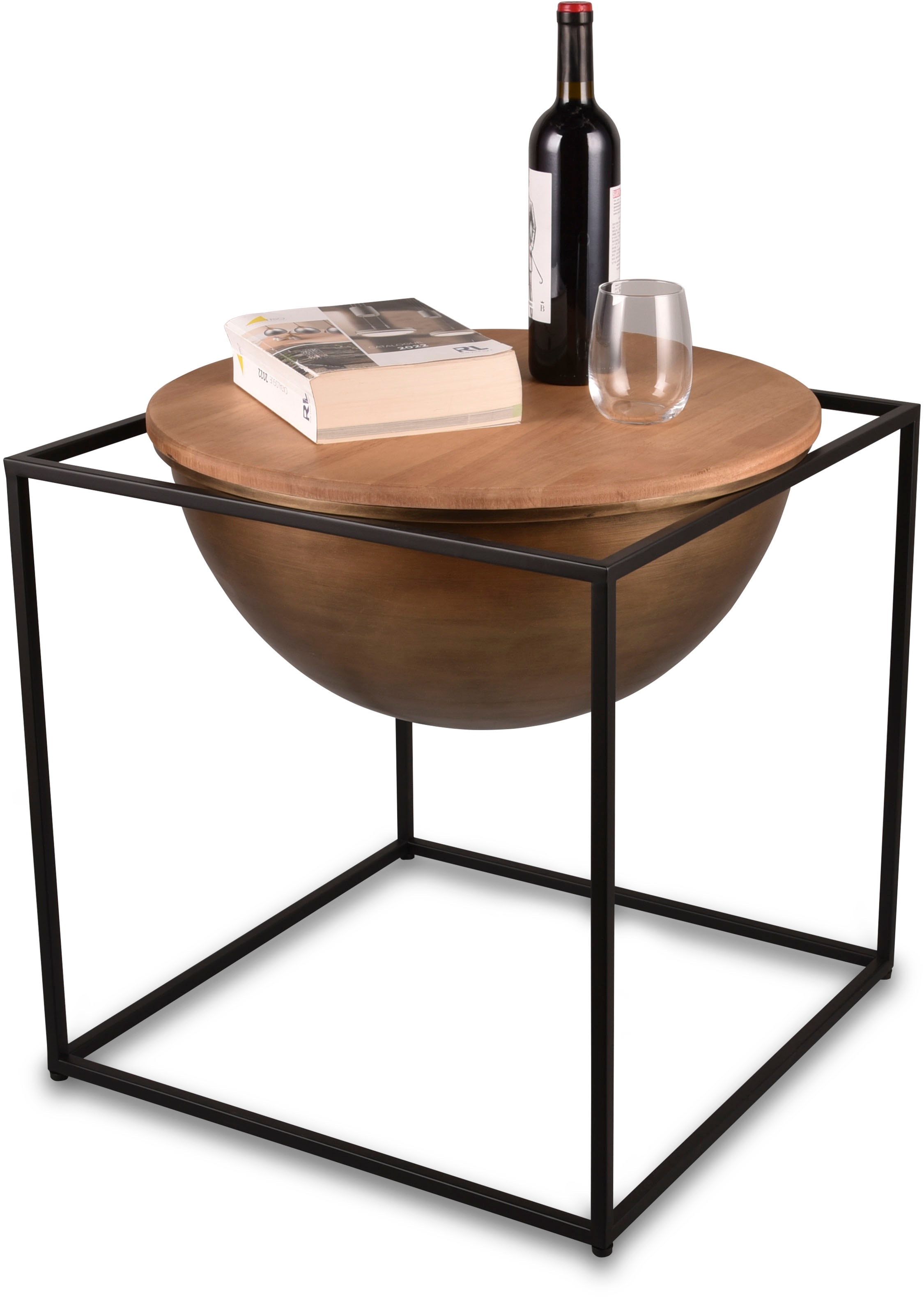 MIRRORS AND MORE Beistelltisch »Celli«, (1 St.), Kombination aus Holz und Metall
