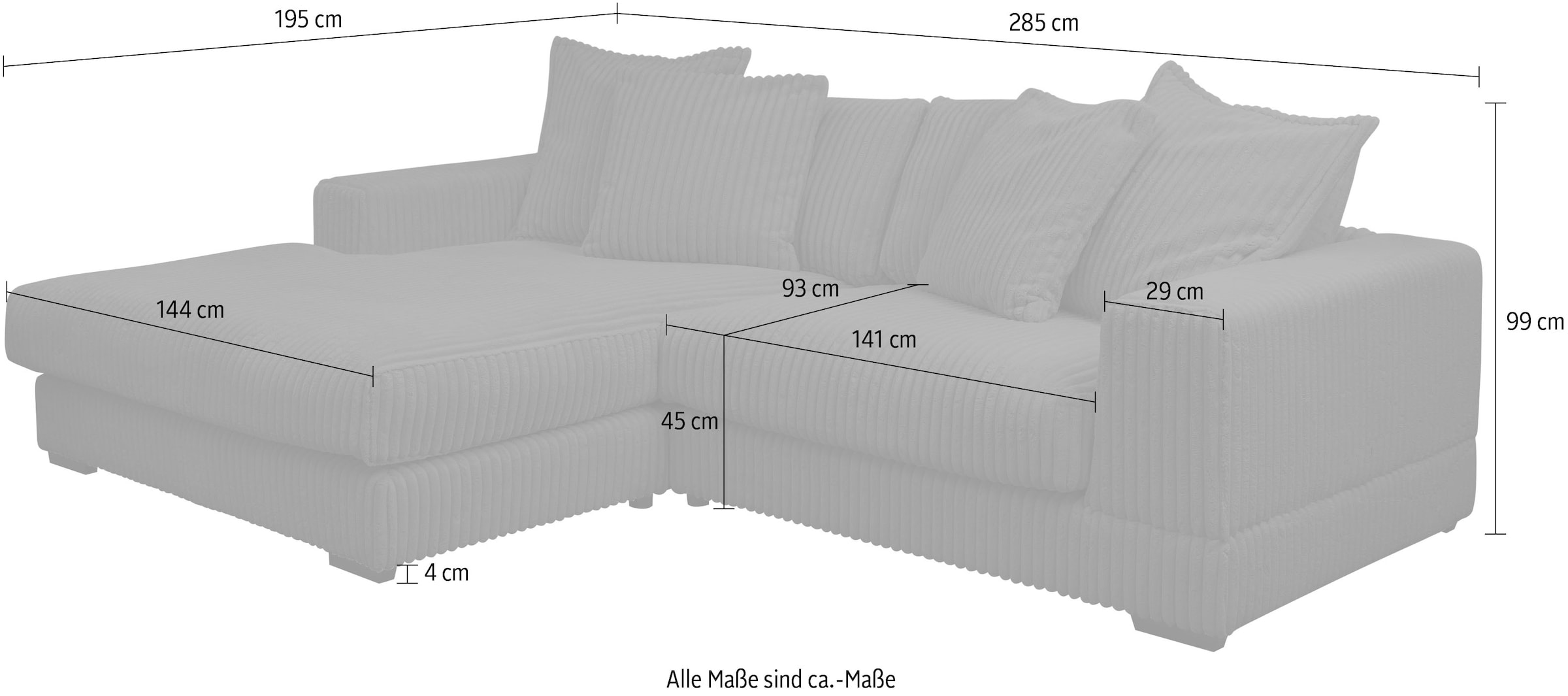 WERK2 Ecksofa »Eldorado L-Form«, Design Ecksofa, besonders weicher Sitzkomfort, extra breite Ottomane