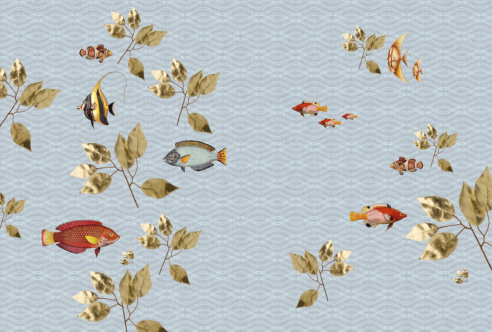 living walls Fototapete "Walls by Patel Brilliant Fish 1" glatt Vlies, Wand, Schräge