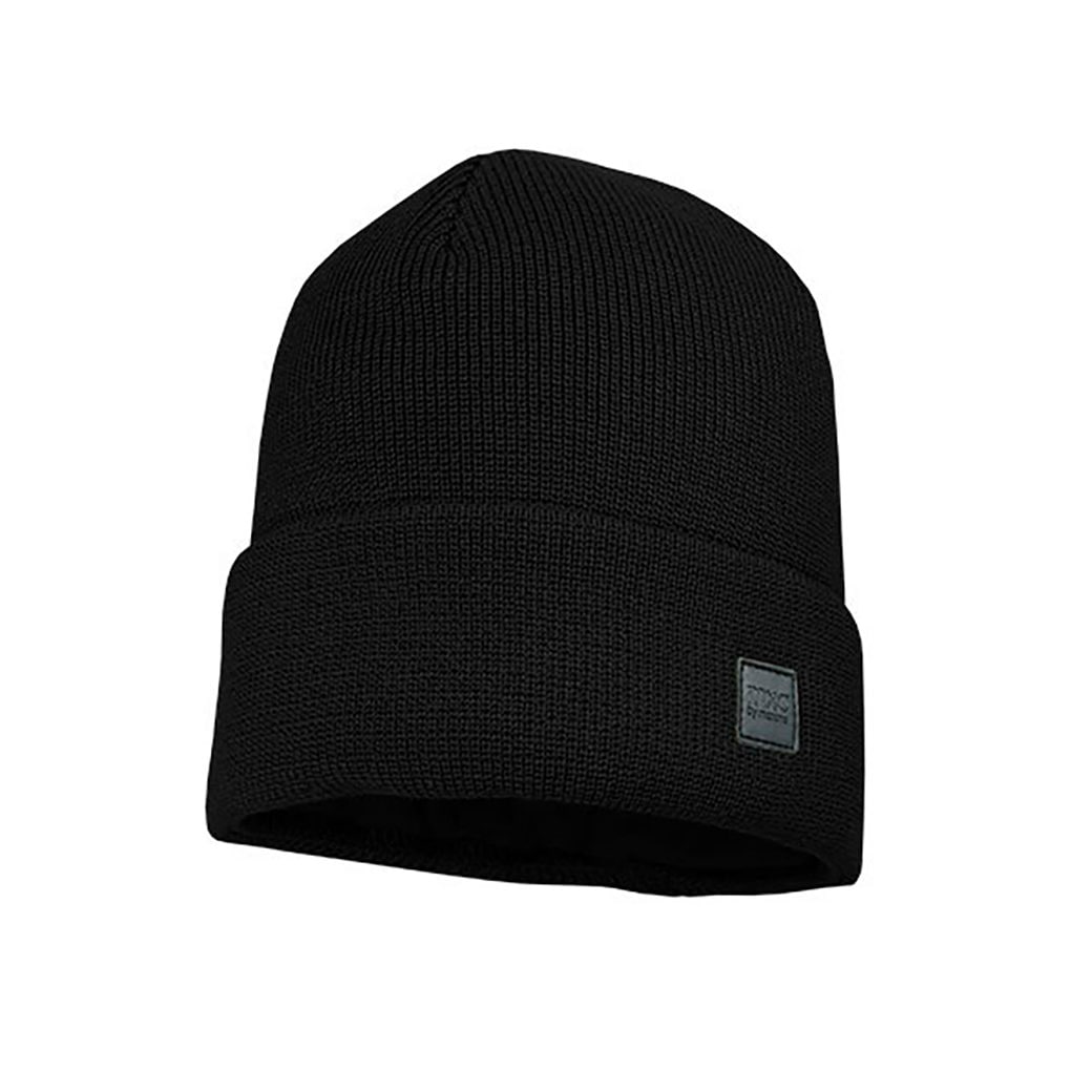Beanie MAXIMO, Jungen, Gr. 51, schwarz, Strick, Baumwolle, unifarben, Mützen Beanie, Strick, breiter Umschlag, gefüttert, wärmend, weich, unifarben