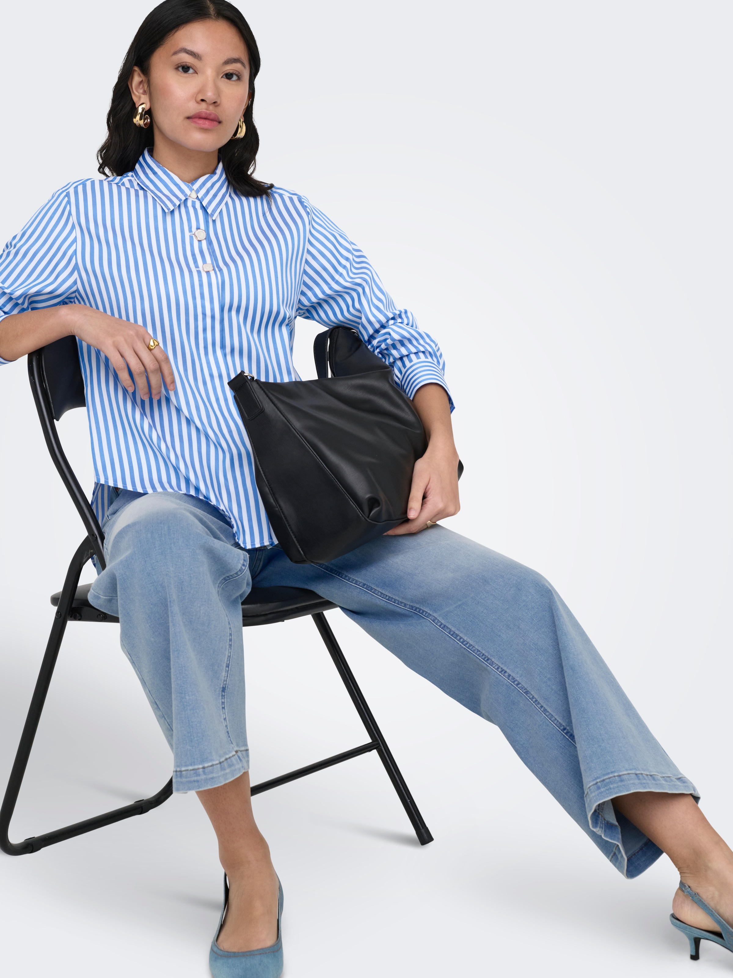 ONLY High-waist-Jeans »ONLMADISON BLUSH HW CP WD DNM CRO371NOOS« wide fit, knöchelfrei
