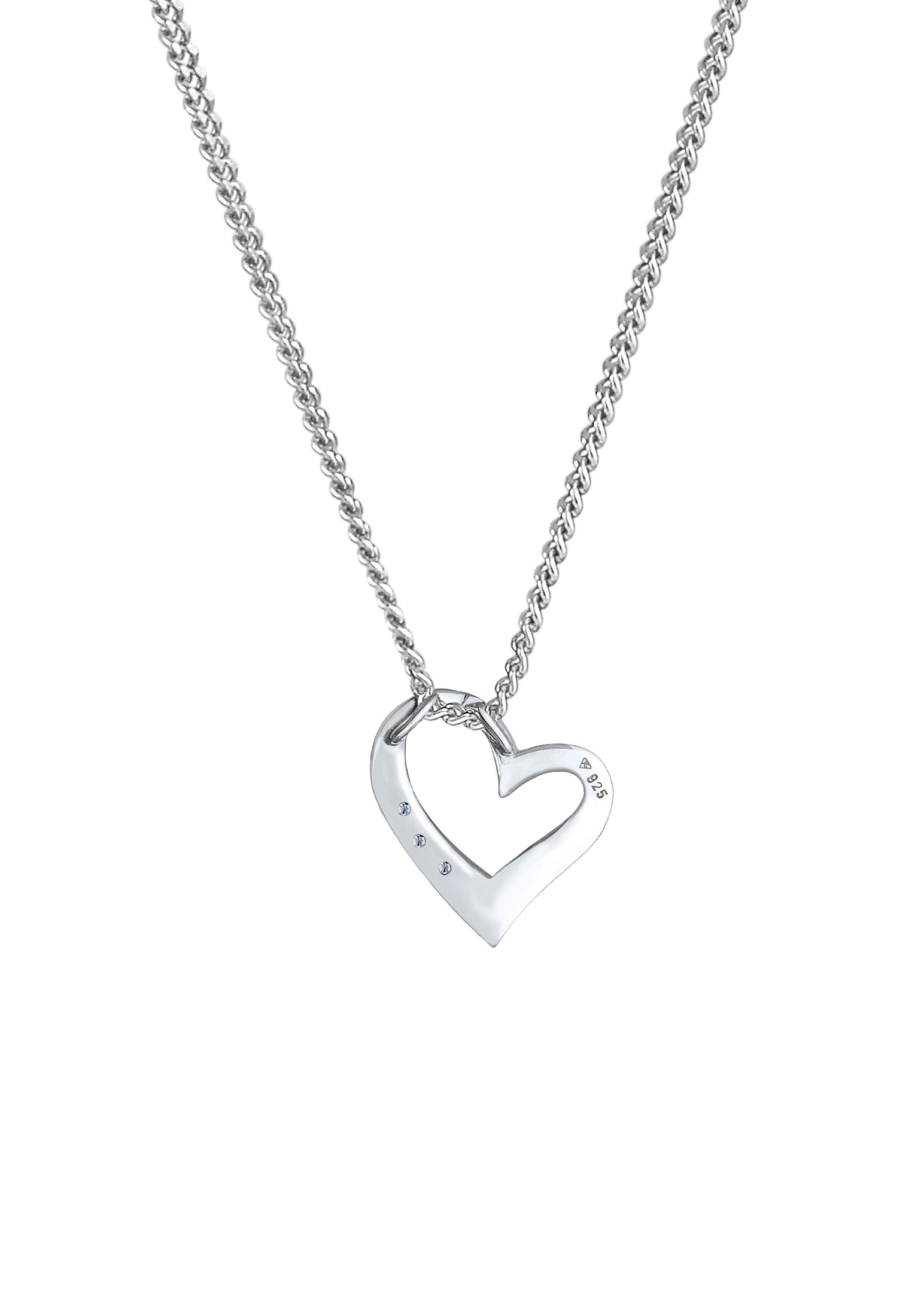 Elli DIAMONDS Collierkettchen »Herz Liebe Diamant (0.06 ct.) 925 Silber«