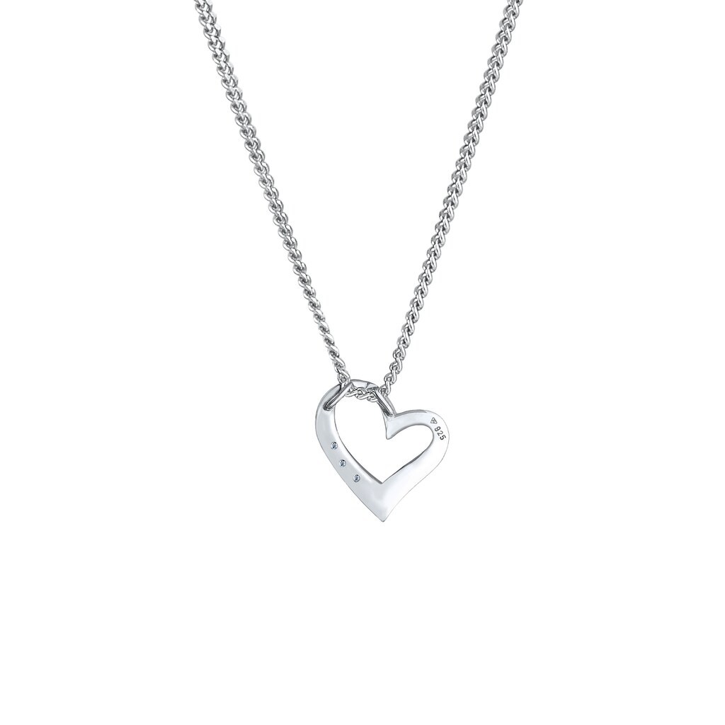 Elli DIAMONDS Collierkettchen »Herz Liebe Diamant (0.06 ct.) 925 Silber«