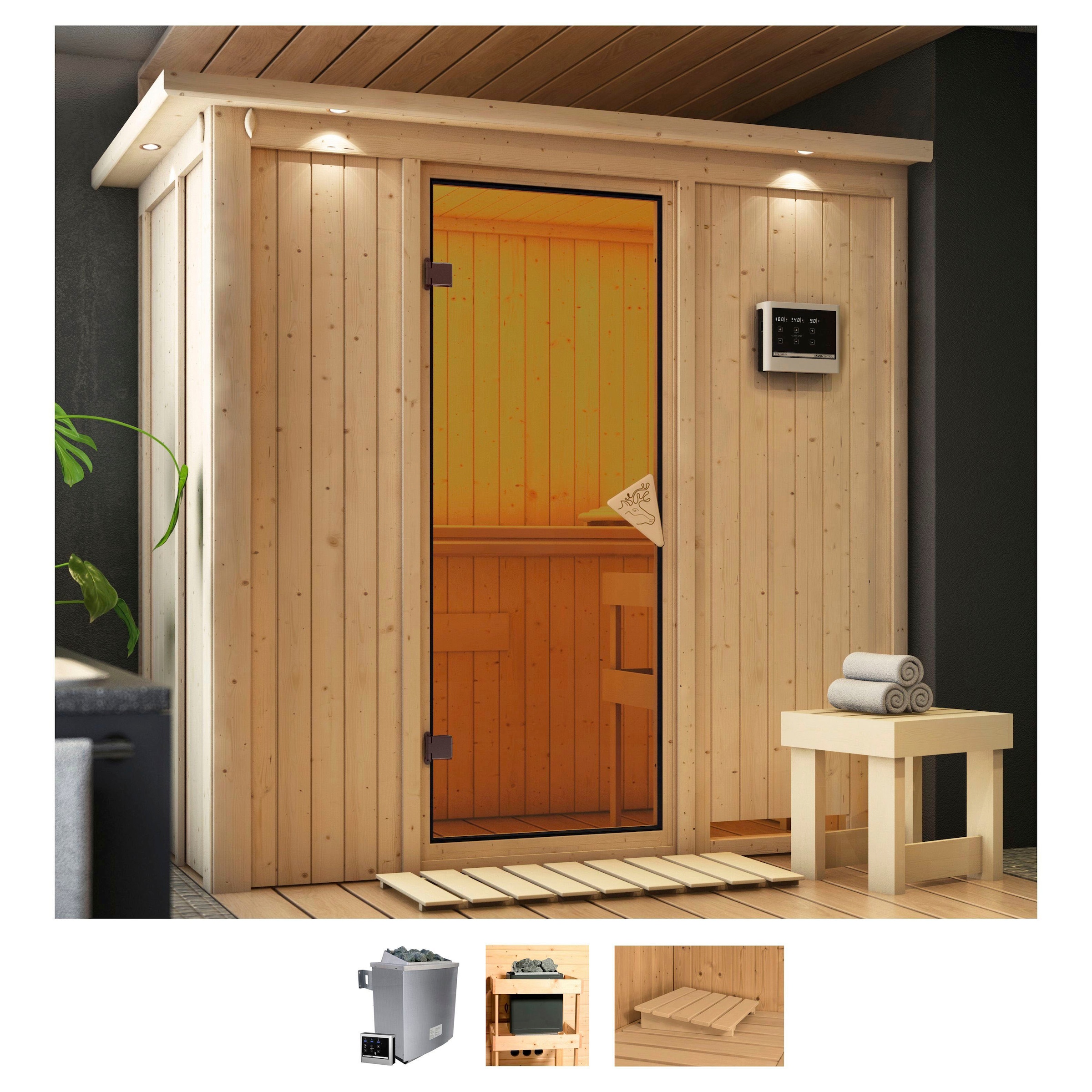 Karibu Sauna "Vada" Set, Ofen 9 KW externe Strg easy