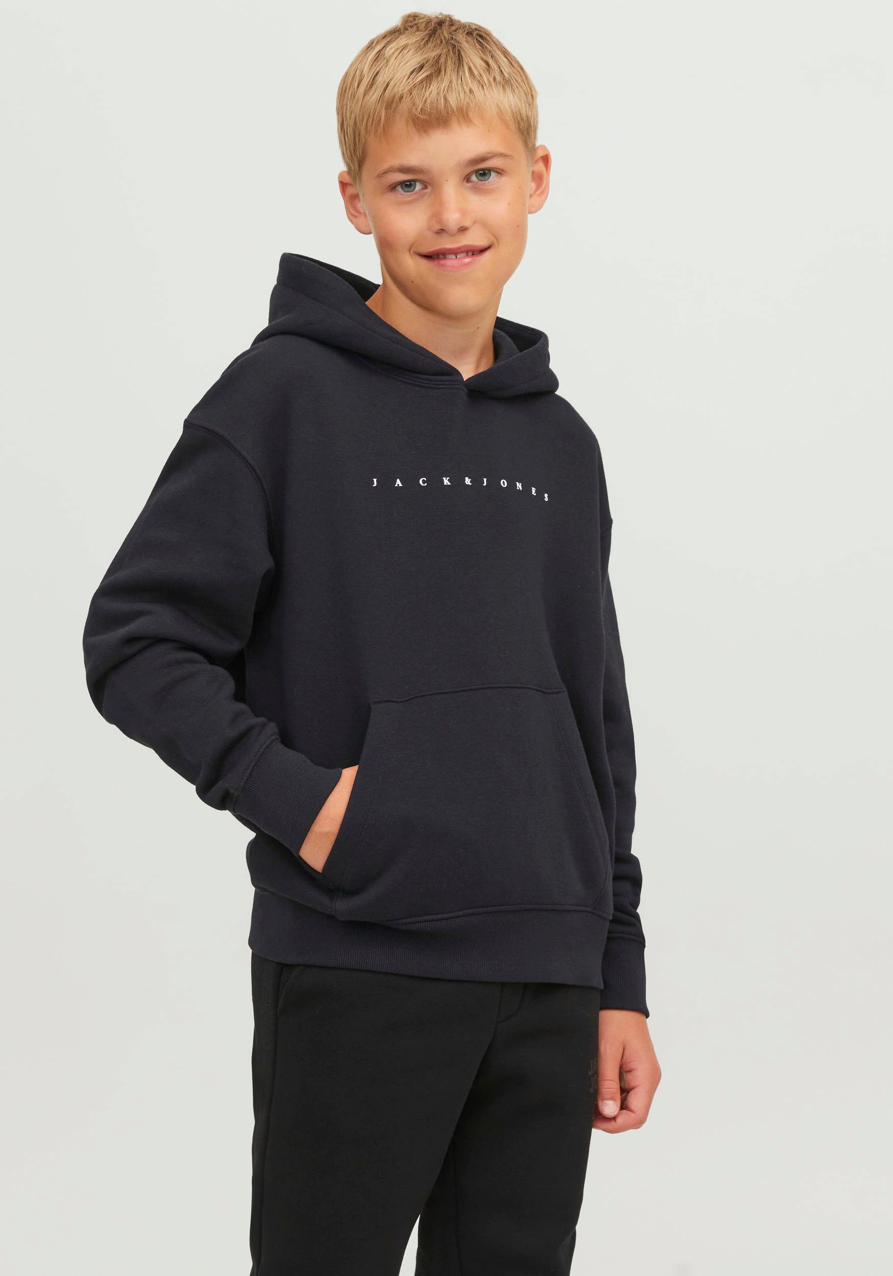 Jack & Jones Junior Kapuzensweatshirt "Jjestar Jj Sweat Hood Noos Jnr", Baumwollmischung, Relaxed Fit