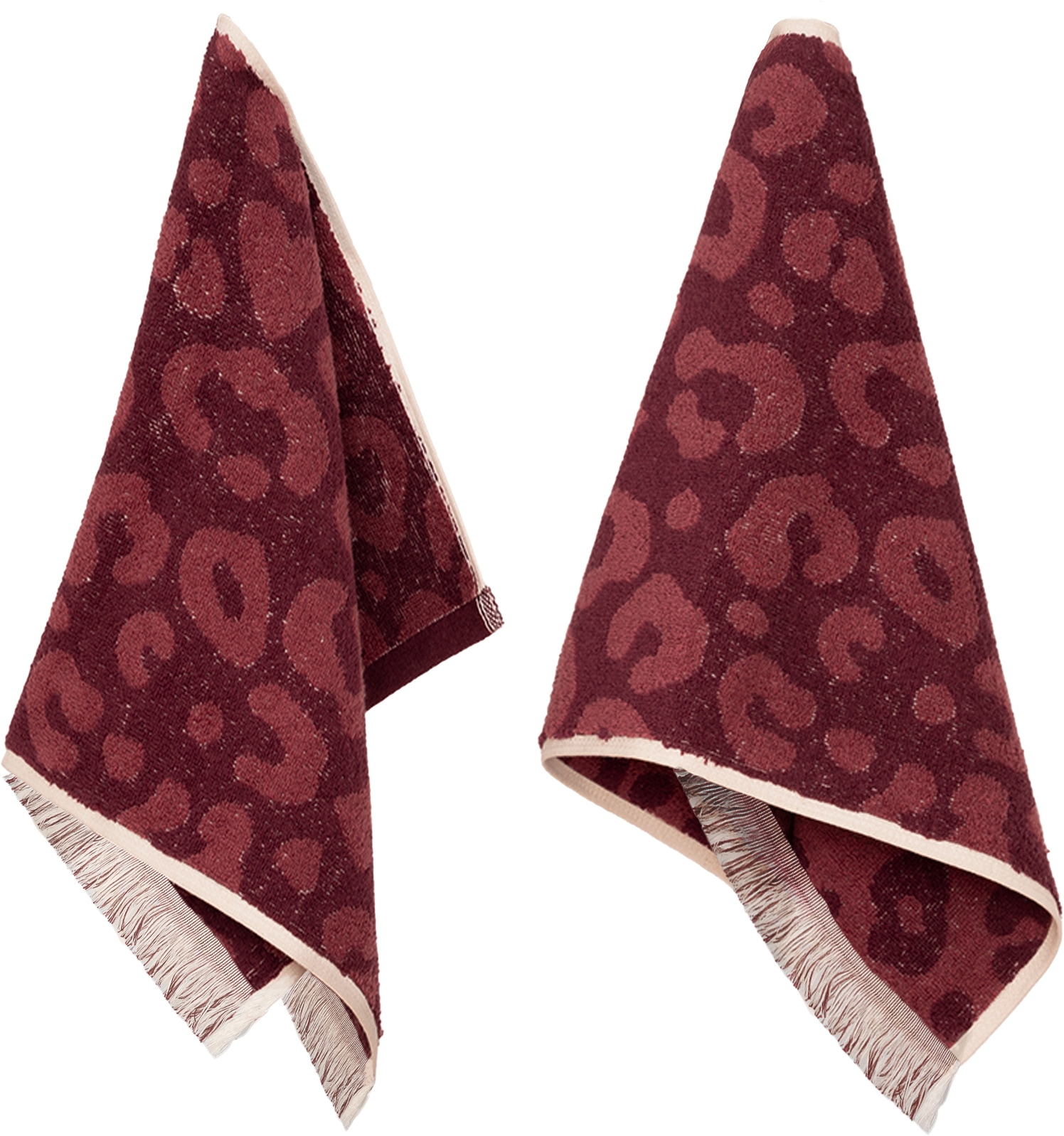 PAD Gaestehandtuecher "LEO, 30x50 cm" Leo-Design, Jacquard-Webung, weich und saugstark, mit Fransen