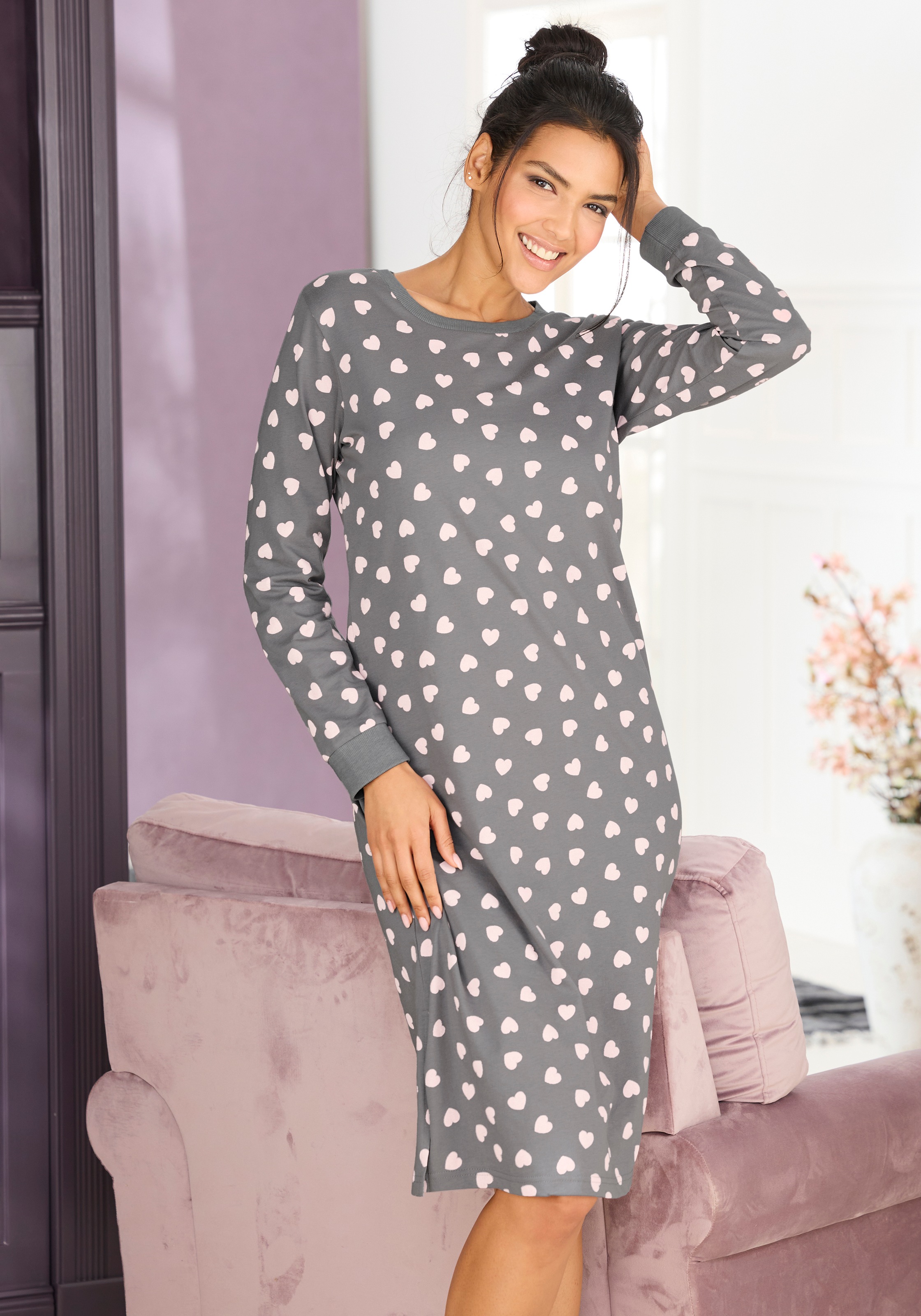 Vivance Dreams Nachthemd 1-teilig, mit süßem Herzmuster günstig online kaufen