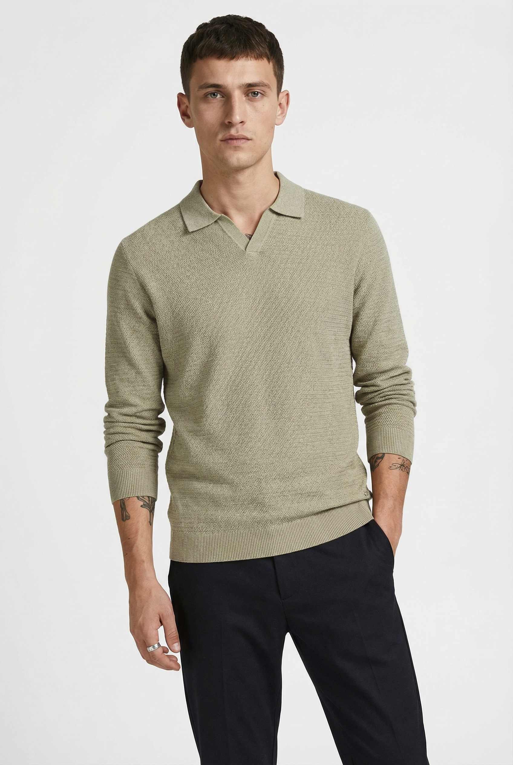 Jack & Jones Polokragenpullover "JPRBLURILEY KNIT SPLIT NECK LS SN" günstig online kaufen