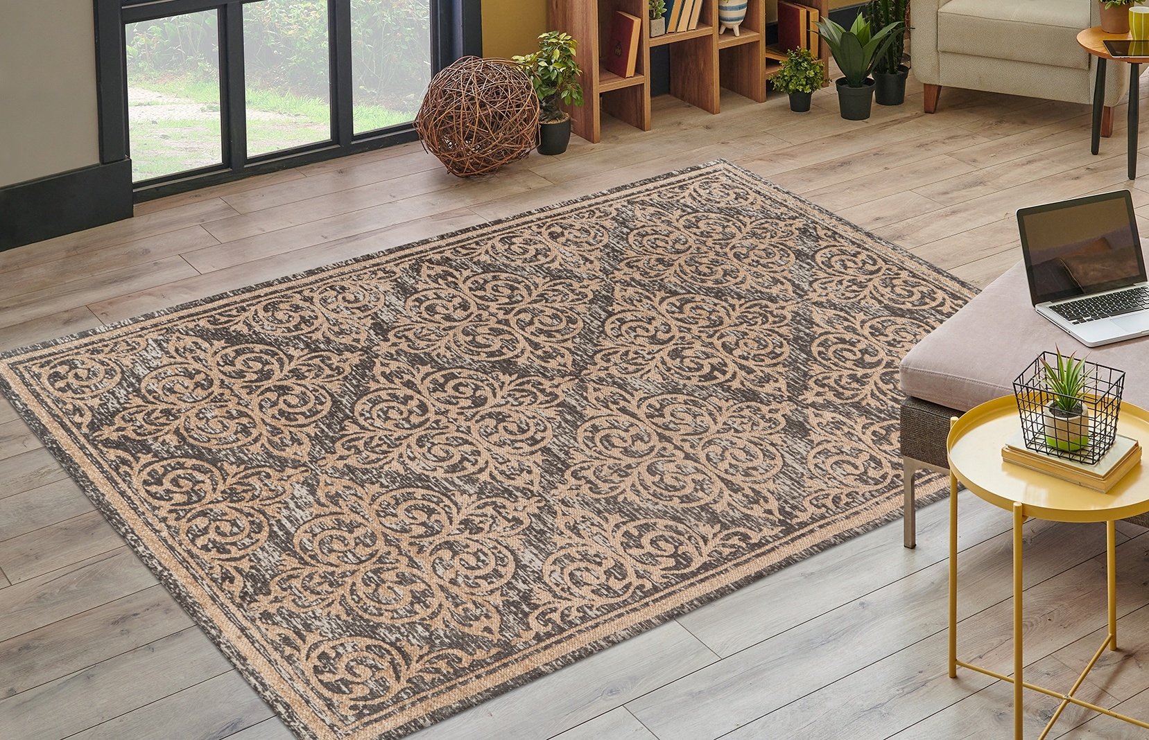 Teppich KAYOOM "Davis 125", beige, B:160cm H:12mm L:230cm, Polyester, Teppiche, Teppich, edles Design, pflegeleicht, neutrale Farben
