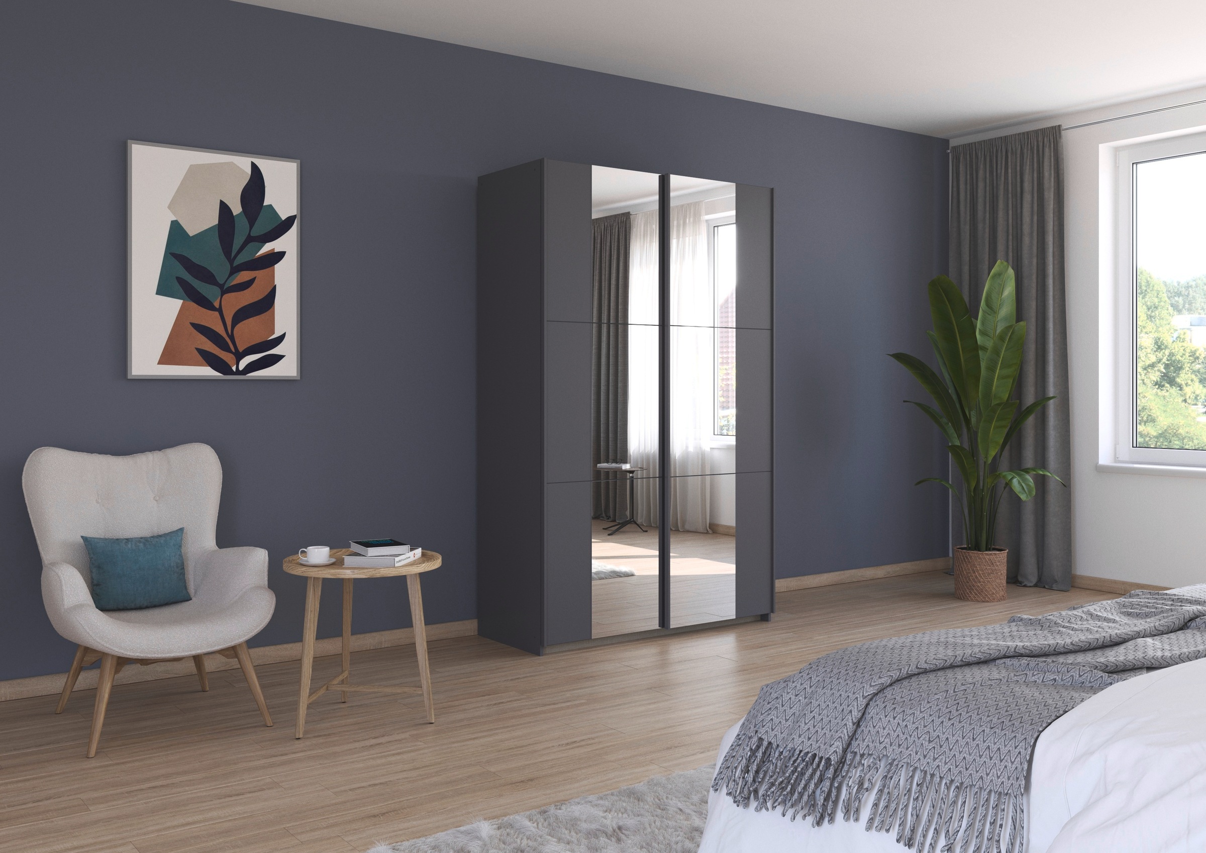 rauch Schwebetürenschrank »Kleiderschrank Drehtürenschrank Schrank Garderobe KRONACH TOPSELLER« in 3 Ausstattungen BASIC/CLASSIC/PREMIUM, Breiten 131/175/218/261 cm,  optional ohne, mit 1 oder 2 Spiegel, viel Stauraum MADE IN GERMANY