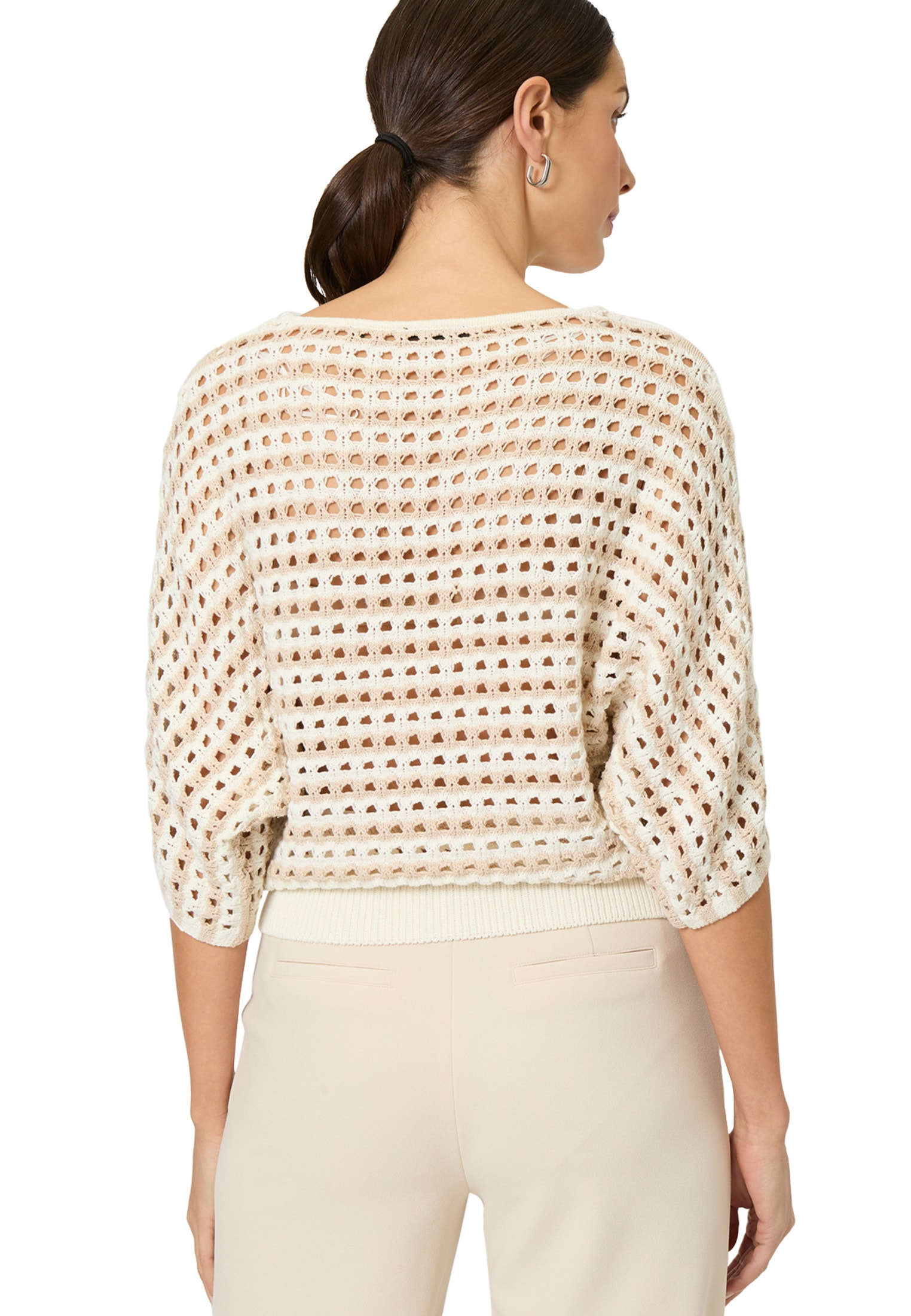 Zero Strickpullover »zero Streifen-Pullover mit Lochmuster«, (1 tlg.), Lochmuster
