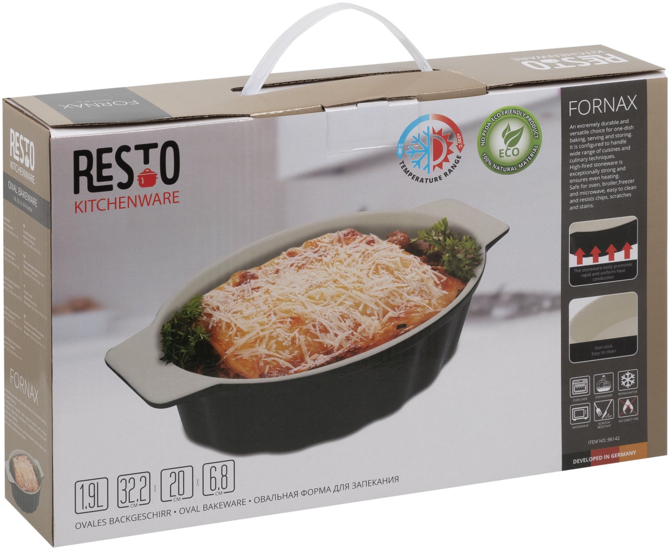 RESTO Kitchenware Auflaufform »Fornax Backform Lasagneform Ofenform, 1,9 Liter, Spülmaschinengeeignet«, Keramik, (1 St.), Oval aus Keramik, dunkelgrün, für Brot, Lasagne, Brownie, Kuchen