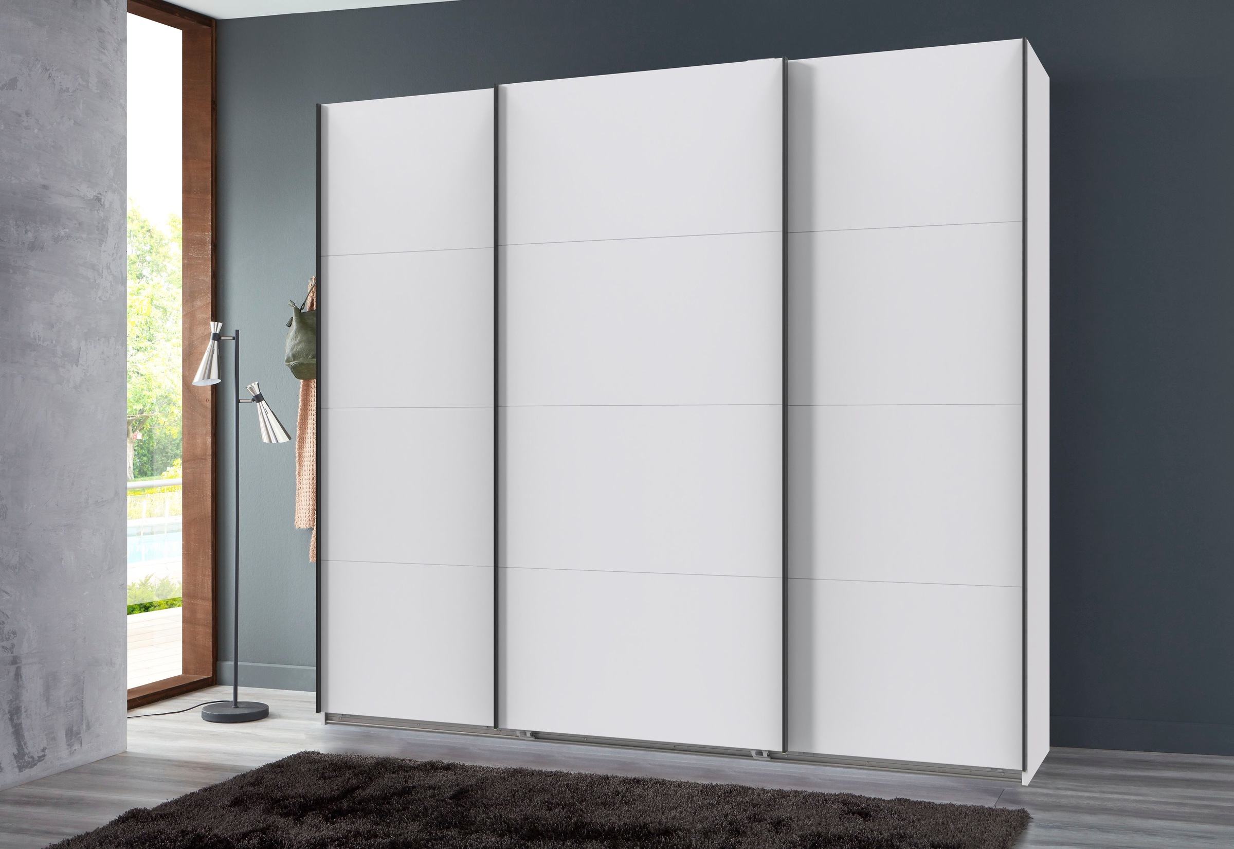 Wimex Kleiderschrank »Mugano, Made in Germany, Lieferung bis in Deine Etage und Stellort«, (wähle Deine Ausstattung: Basic oder Premium!), 3 Schwebetüren, große Größen, mit oder ohne Spiegel, Metallgriffe