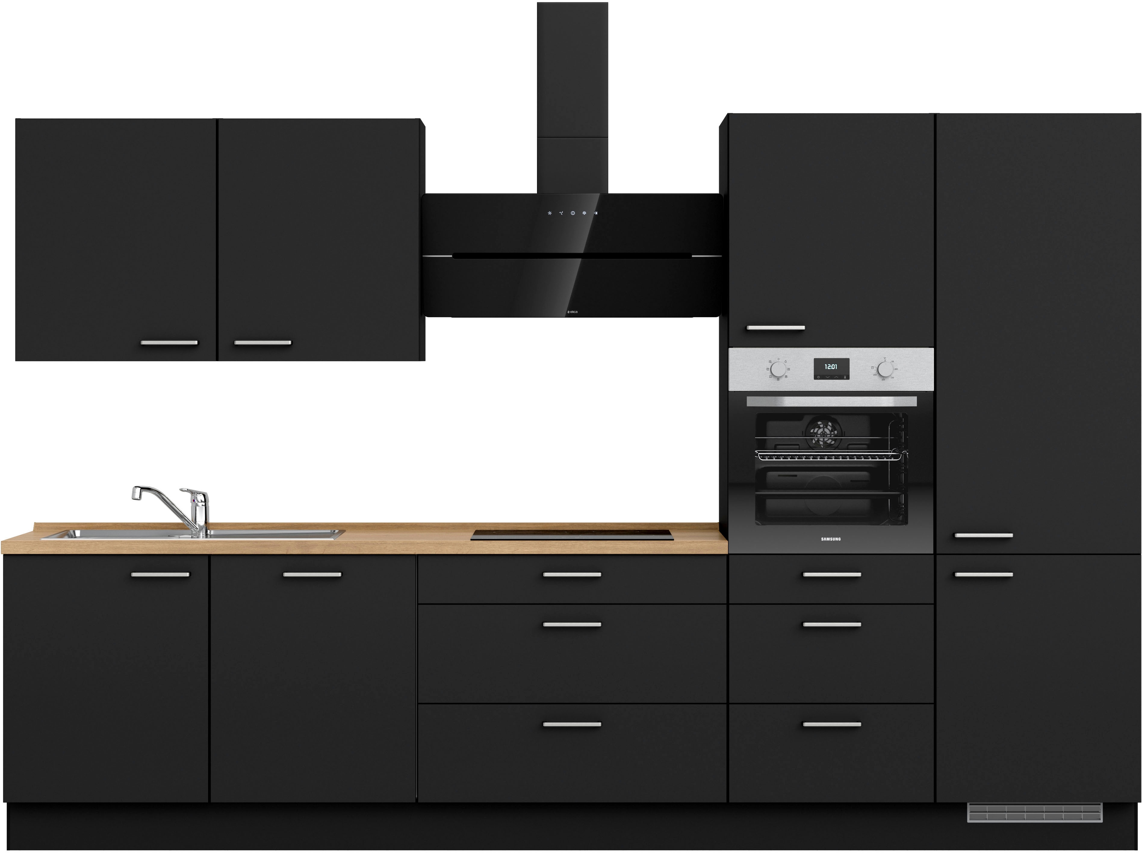nobilia Küchenzeile ""Touch II", NEU: individuell anpassbar mit gratis Profi-Beratung" vormontiert, Breite 330 cm, Ausrichtung wählbar, wahlw. mit E-Geräten