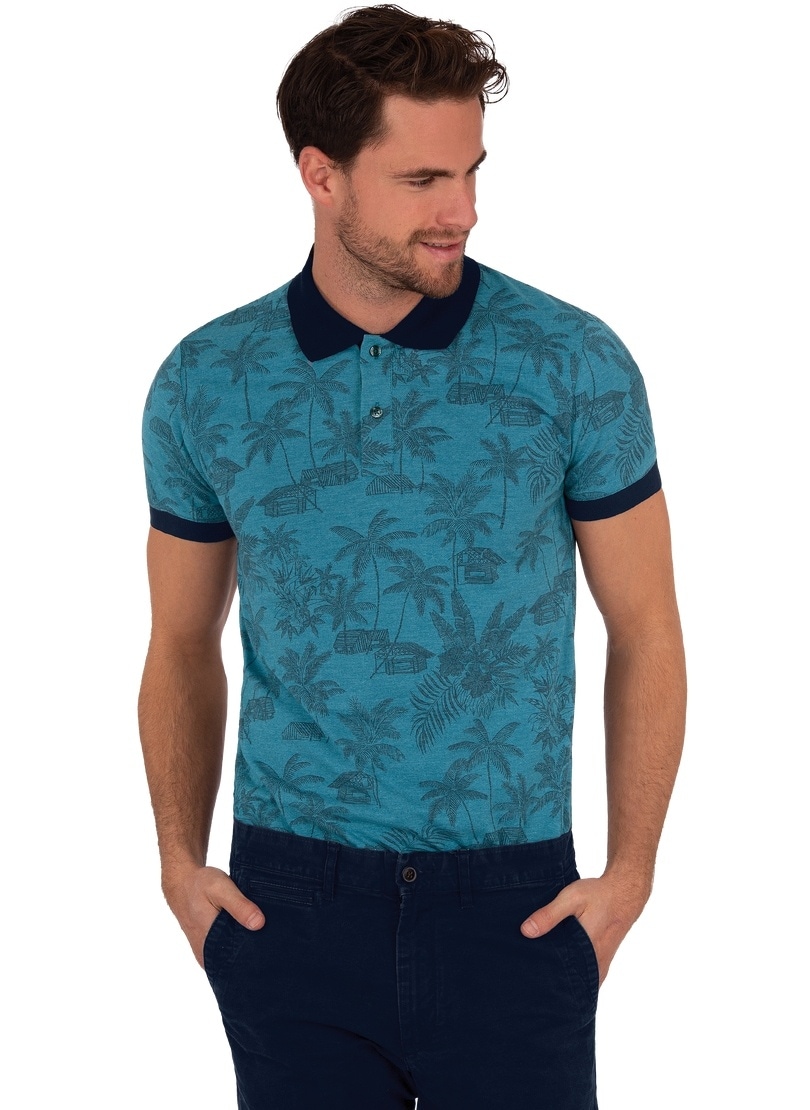 Trigema Poloshirt »TRIGEMA ▷ BAUR Poloshirt | sommerlichem bestellen mit Palmen-Motiv«