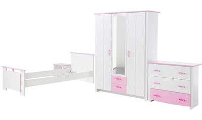 Jugendzimmer-Set »Biotiful«, (Set, 4 St., Bett, Nachttisch, Schrank, Kommode)