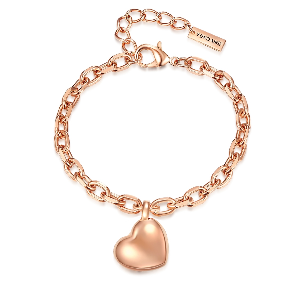 YOKOAMII Damen Gliederarmband "Y61", Metallroségold, Metall, Armbänder, Armband roségold