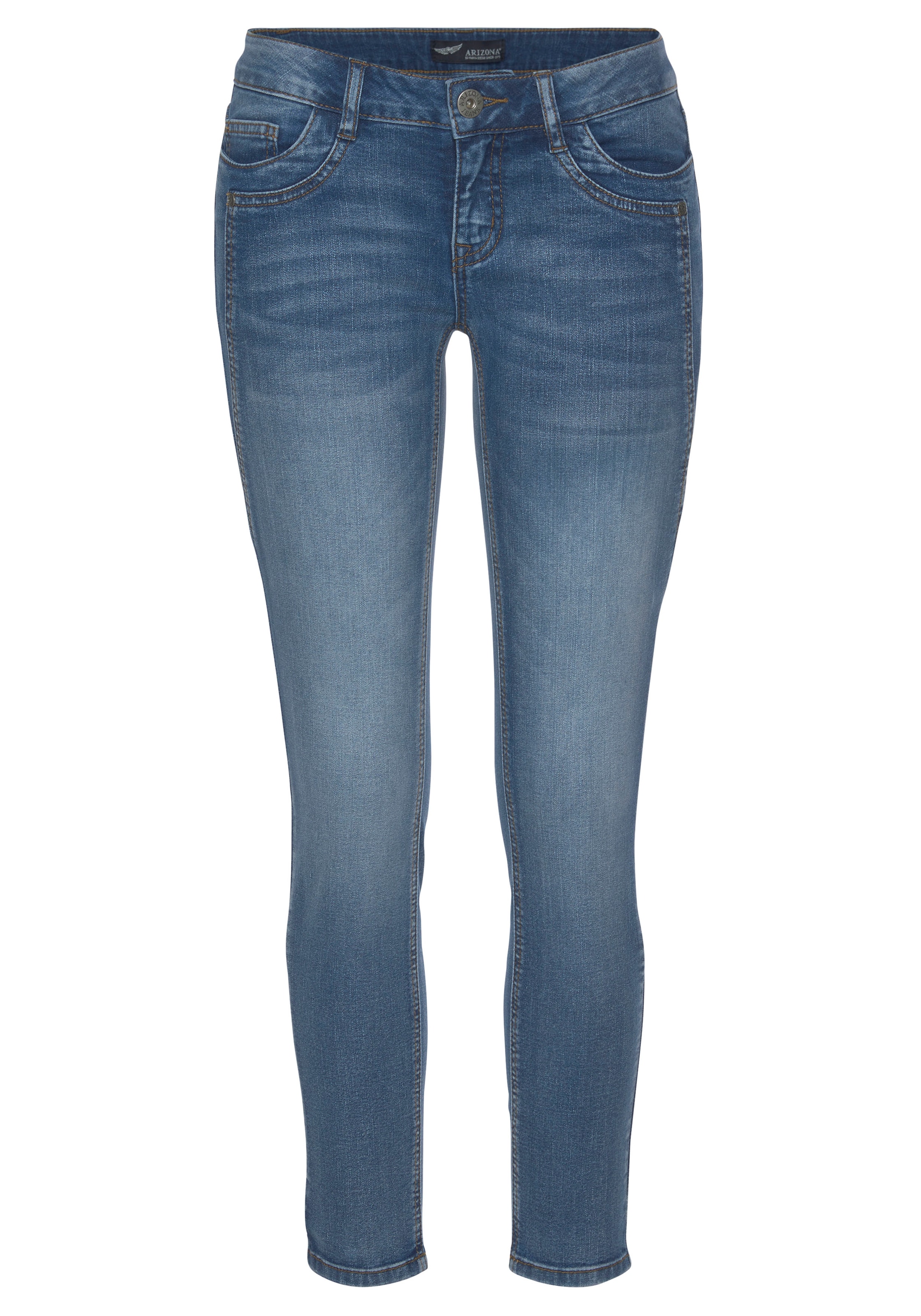 Arizona 7/8-Jeans »mit Keileinsätzen«, extra-enger Schnitt, Used-Look-Waschung, niedrige Leibhöhe
