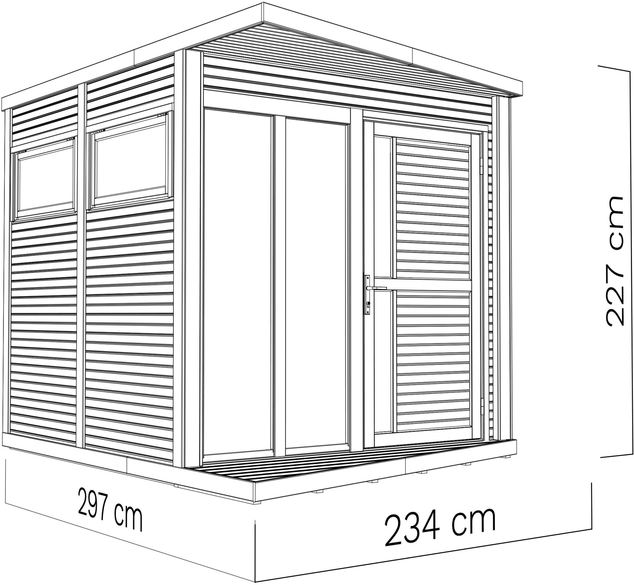 BERTILO Gartenhaus »Concept Office, in verschiedenen Farben«, mit elegantem Rhombus-Profil in einfacher Elementbauweise
