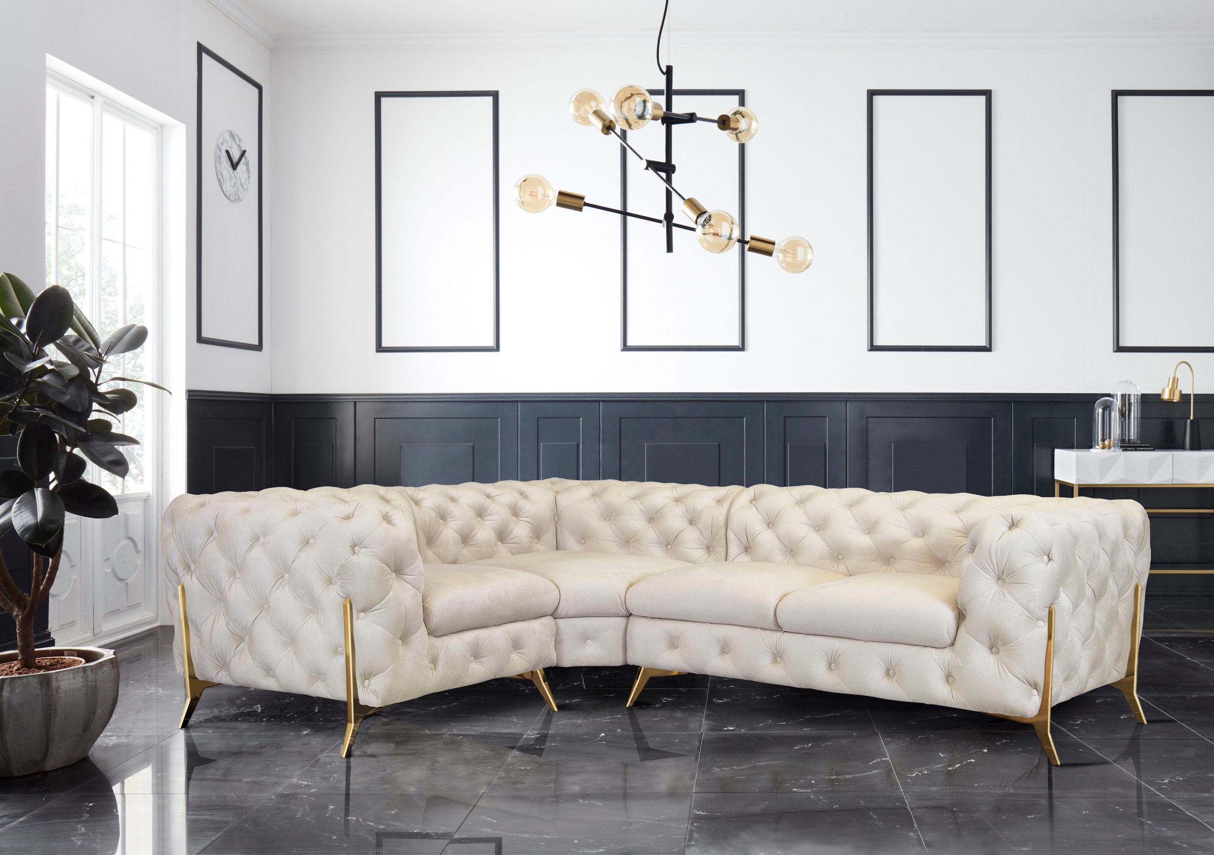 Home affaire Chesterfield-Sofa "Amaury L-Form" moderne Chersterfield-Optik, günstig online kaufen